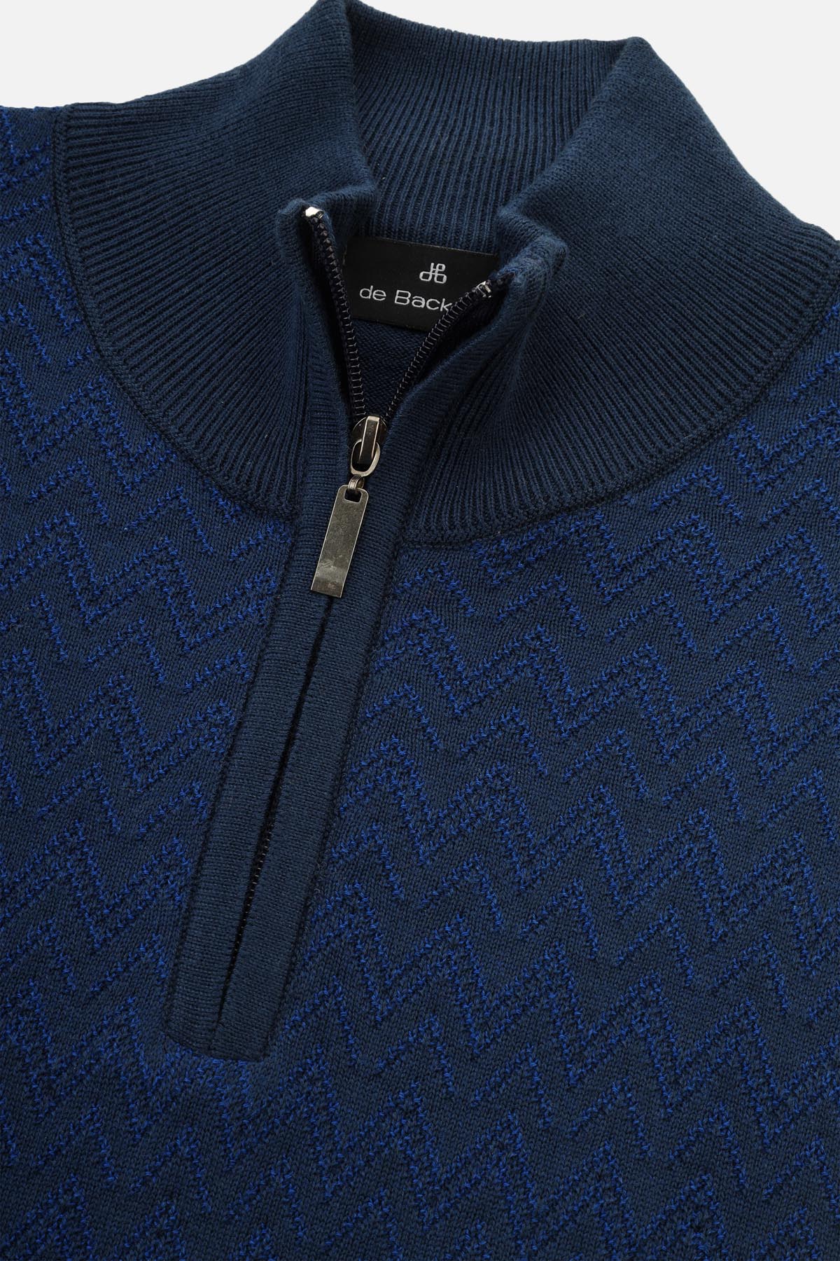 Jacquard Knitted Half-Zipper Midnight Blue Pullover