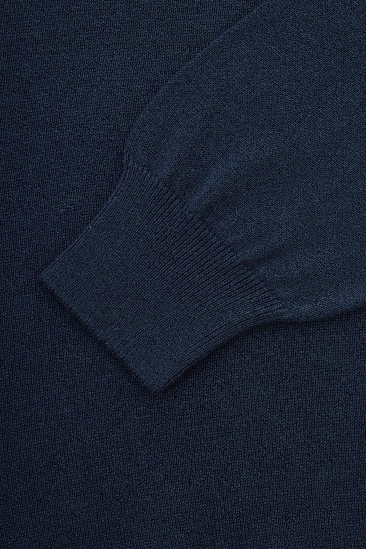 Jacquard Knitted Half-Zipper Midnight Blue Pullover