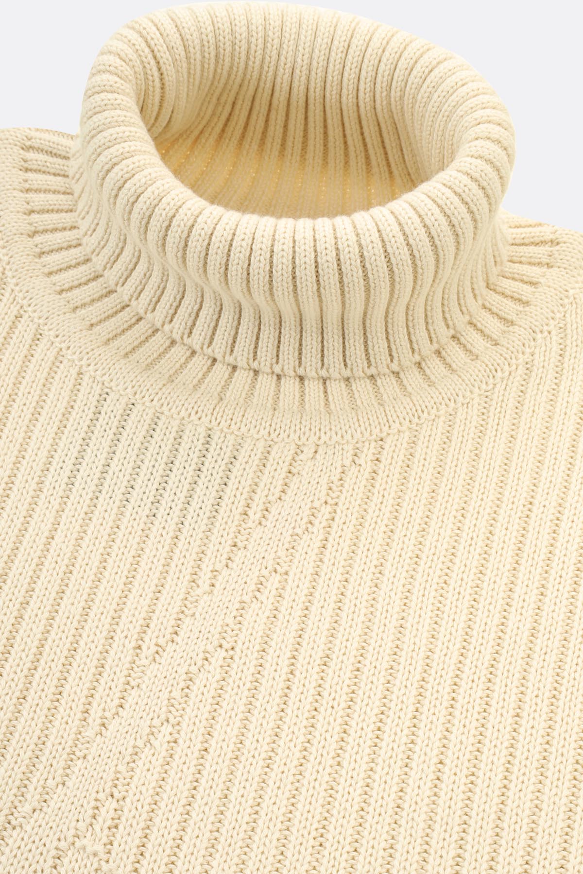 Jacquard Knitted High-neck Off White Pullover