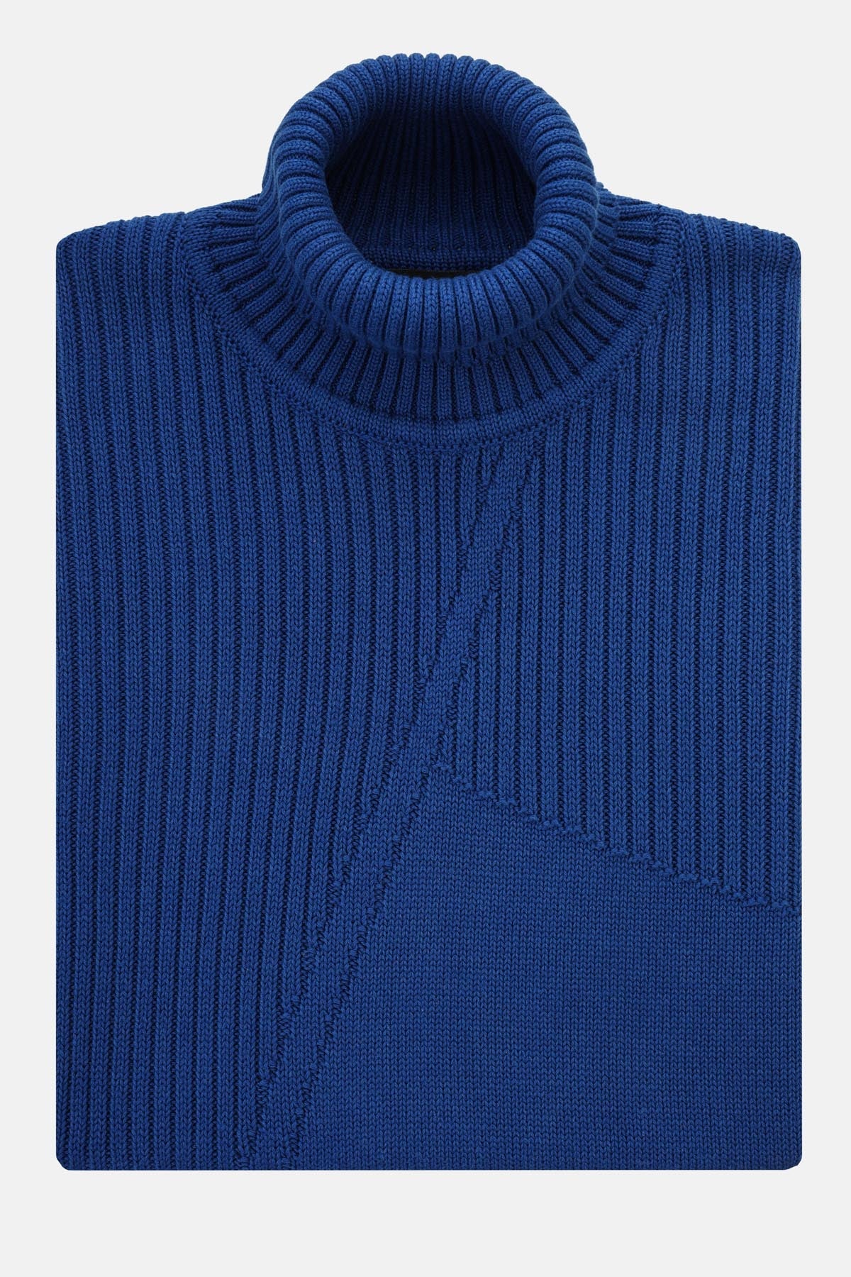 Jacquard Knitted High-neck Byzantine Blue Pullover