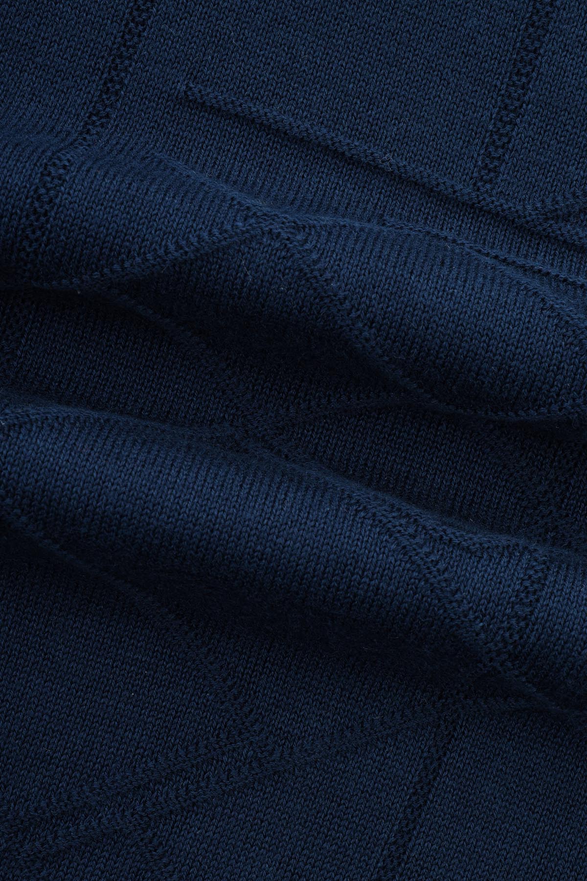 Jacquard Knitted Mock Neck Navy Pullover