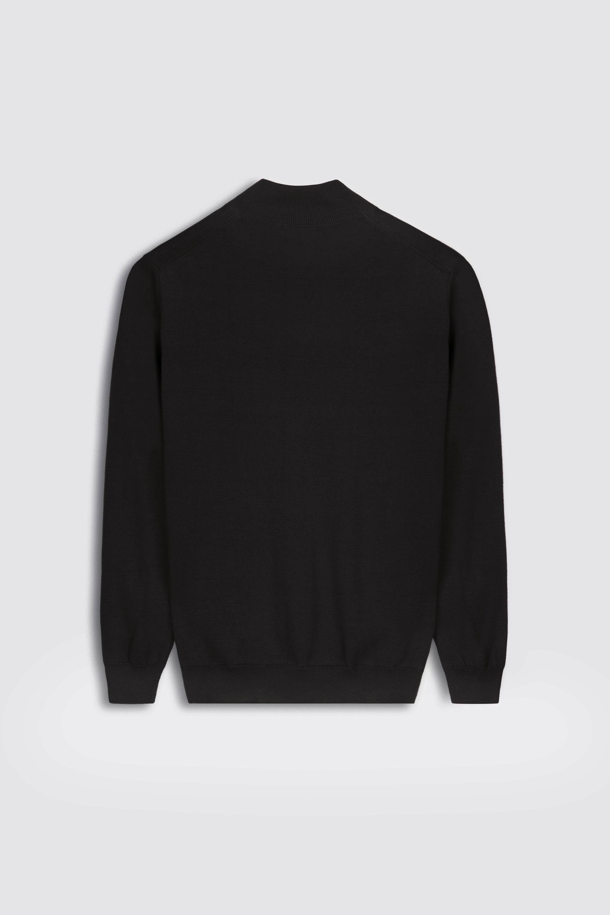 Knitted Black Moc-Neck Pullover