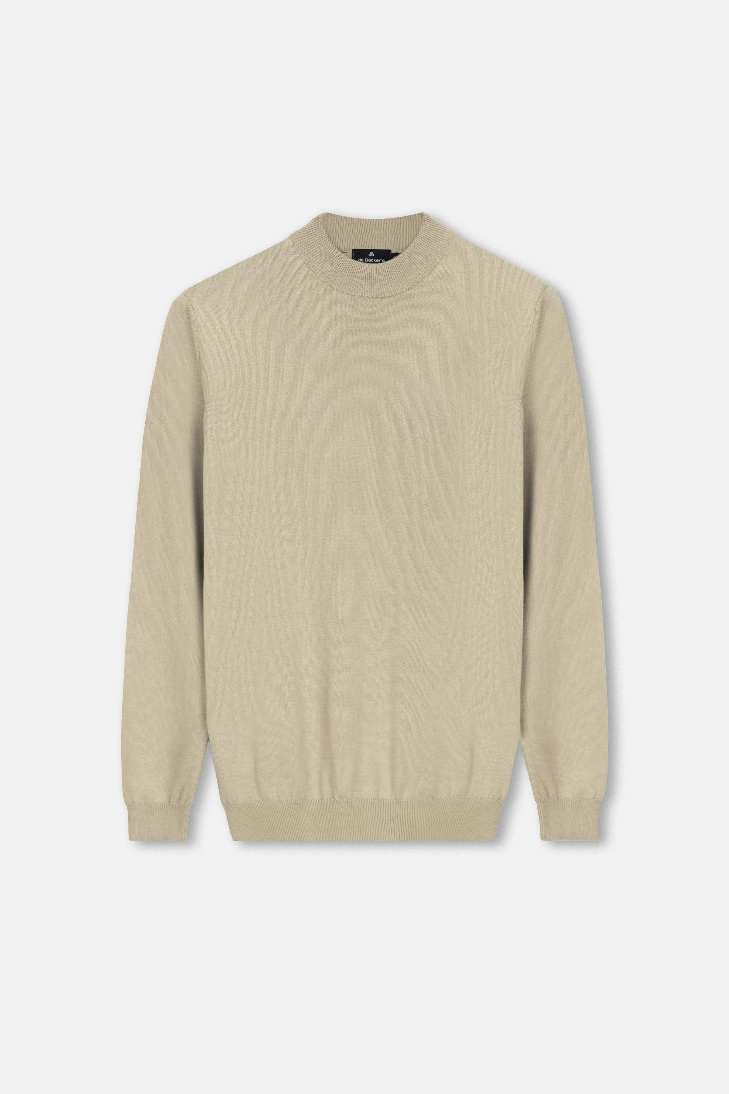 Knitted Beige Moc-Neck Pullover