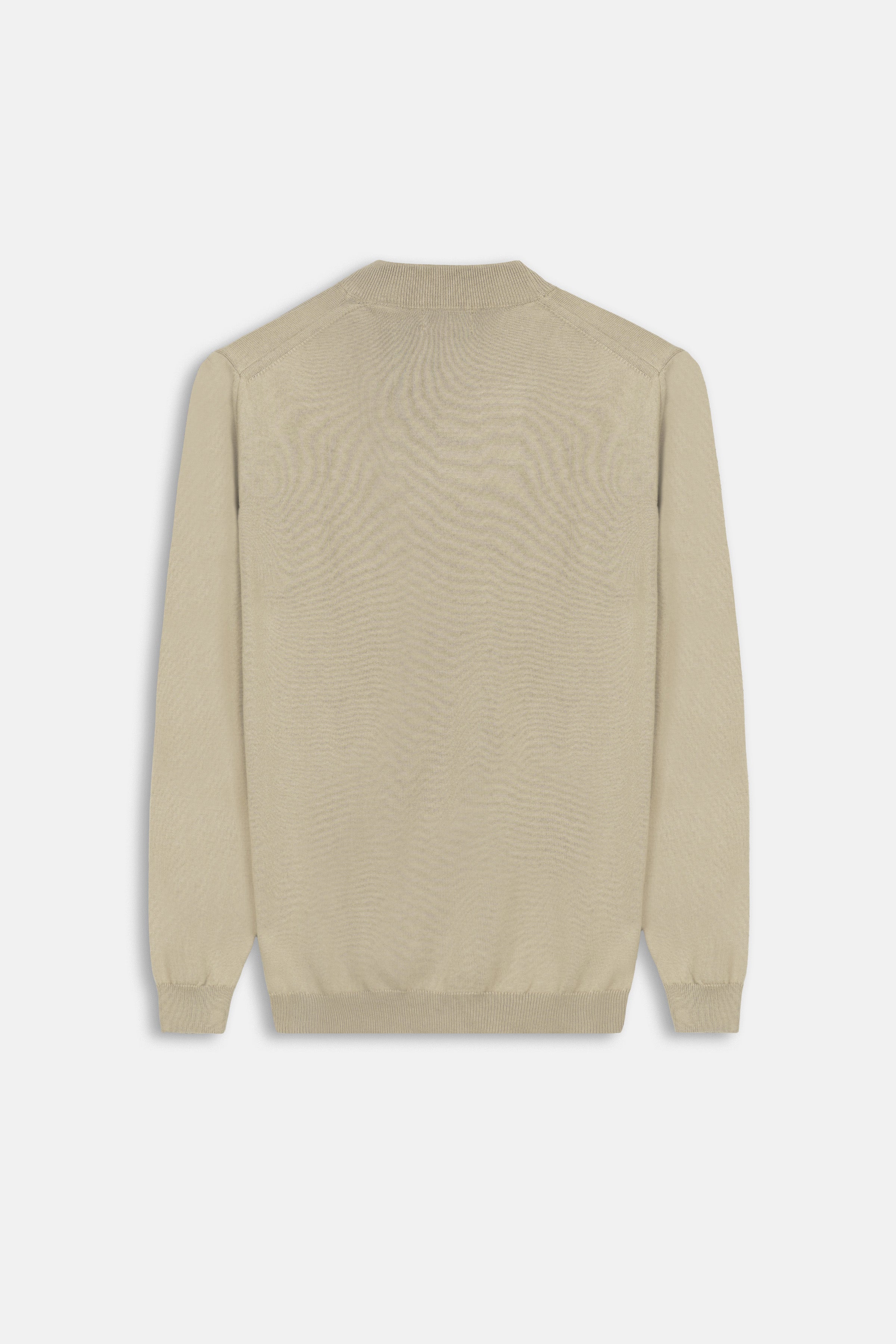 Knitted Beige Moc-Neck Pullover