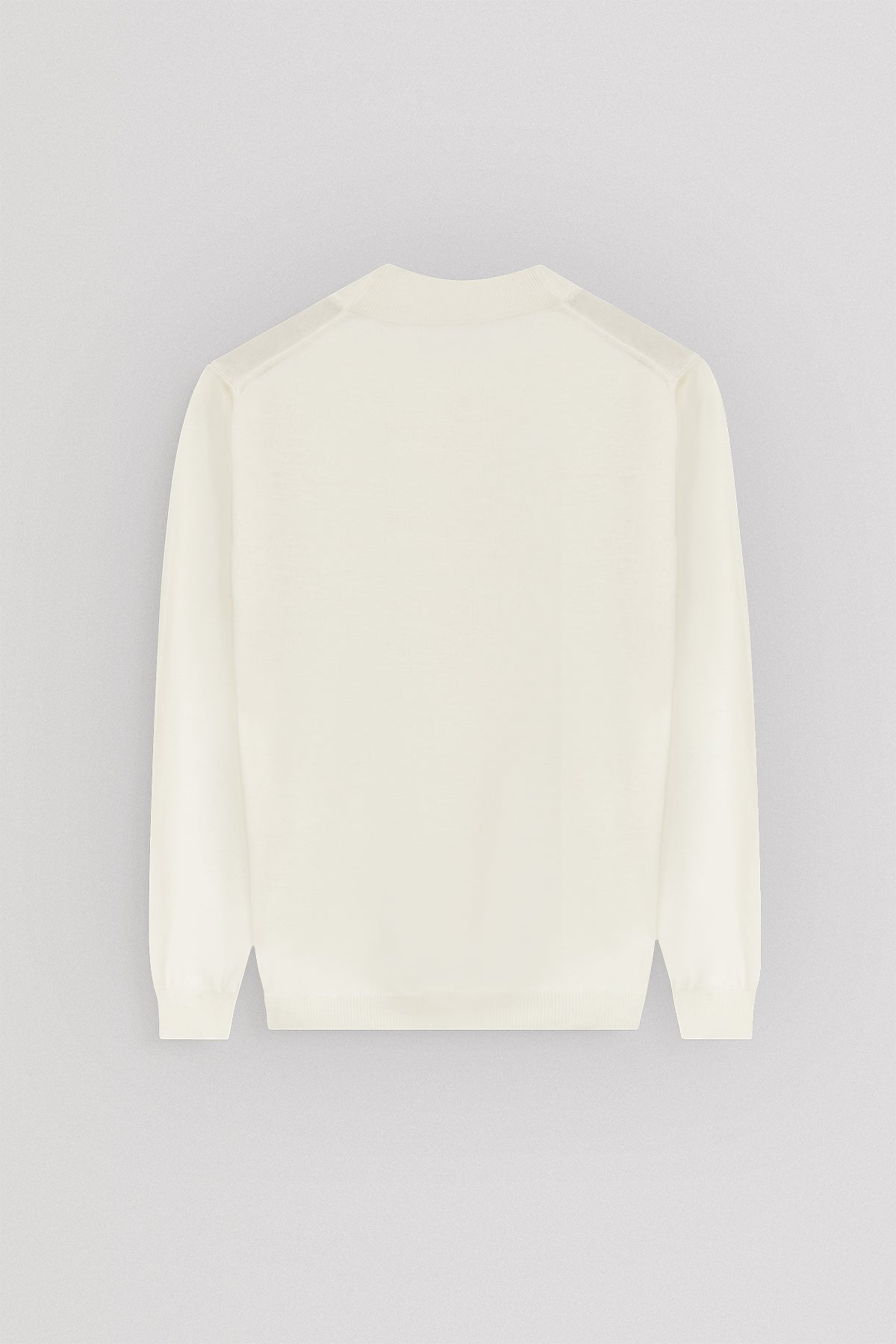 Knitted Off-White Moc-Neck Pullover