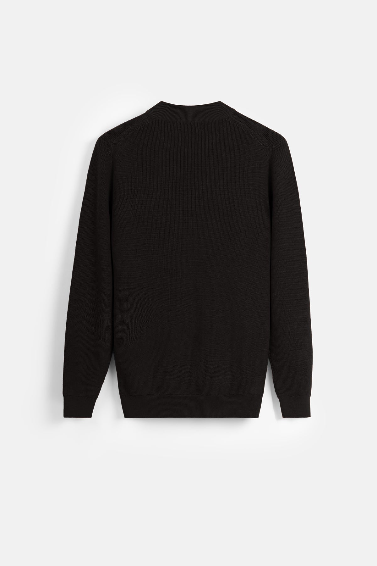 Jacquard Knitted Mock Neck Black Pullover