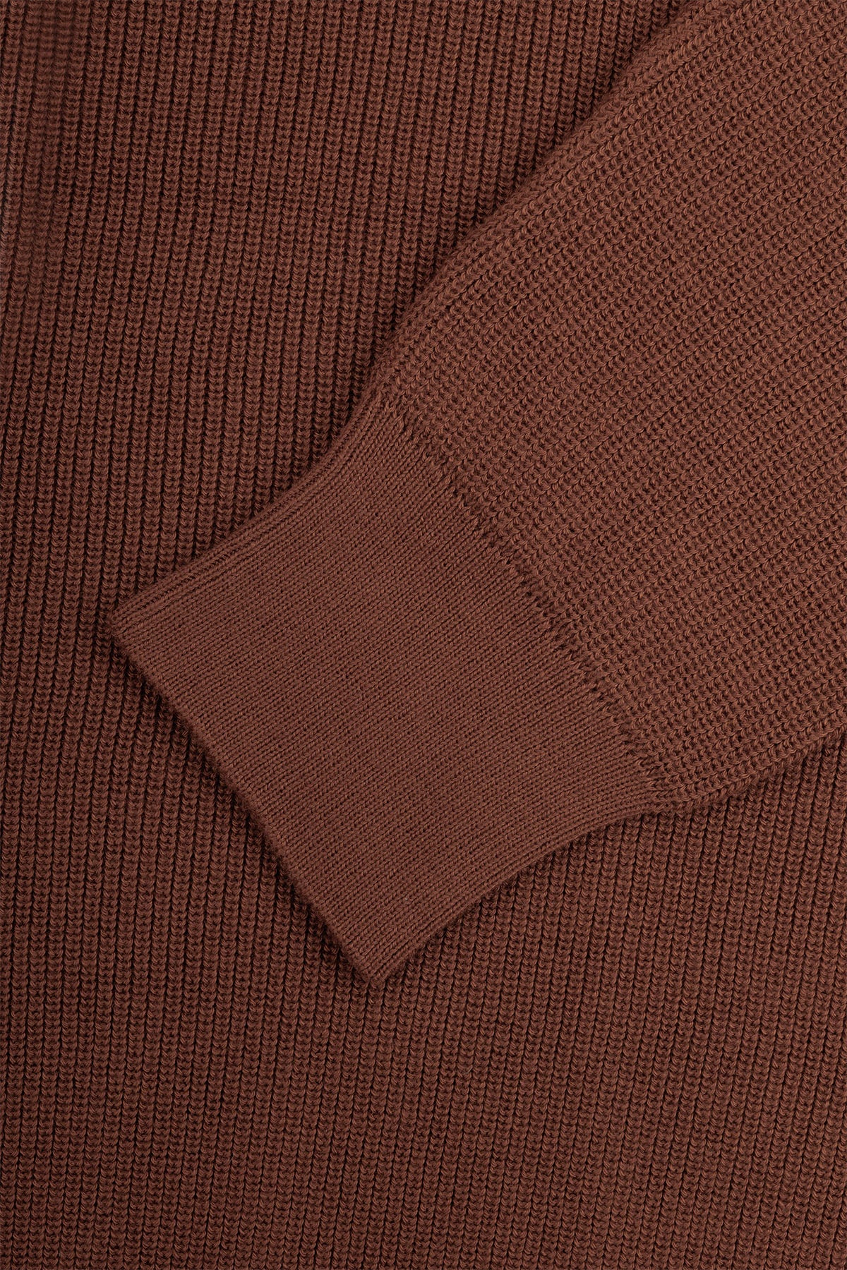 Jacquard Knitted Mock Neck Caput Mortuum Brown Pullover