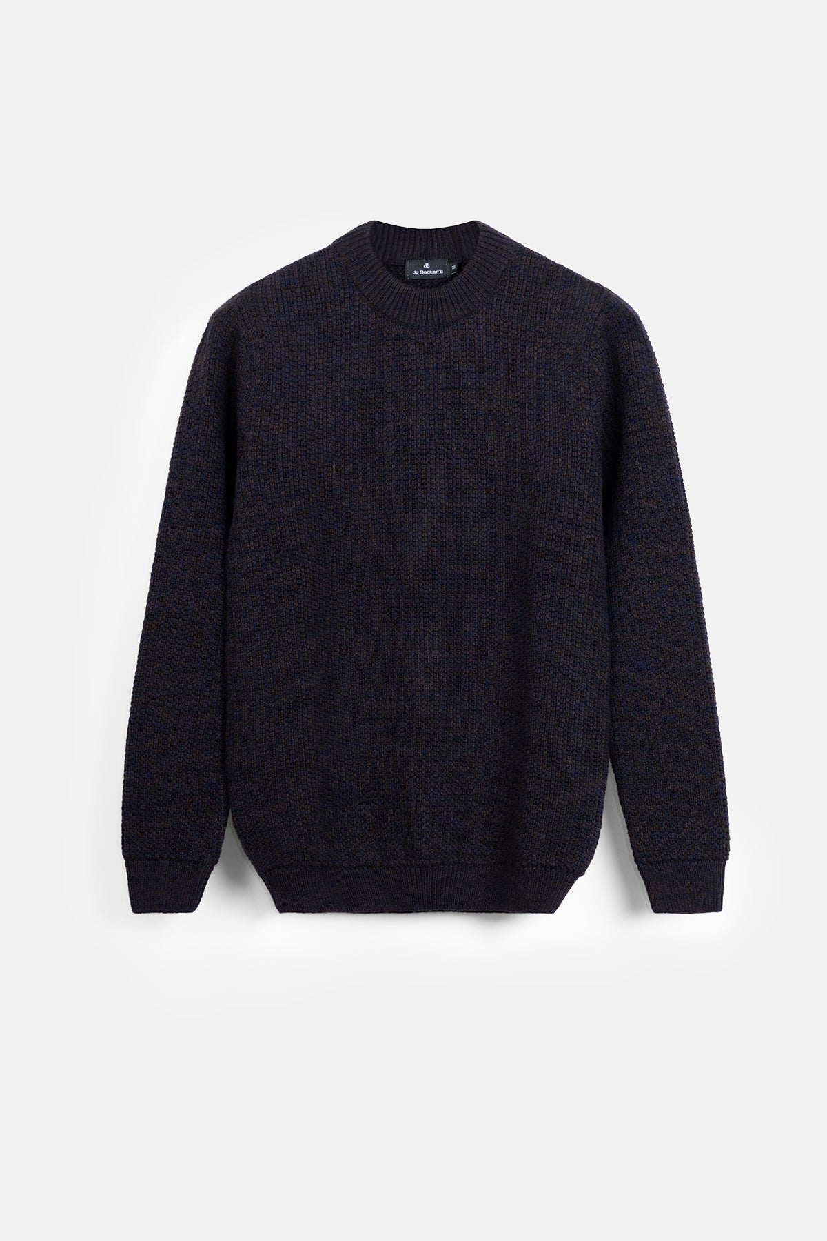 Knitted Dark Navy Moc-Neck Pullover