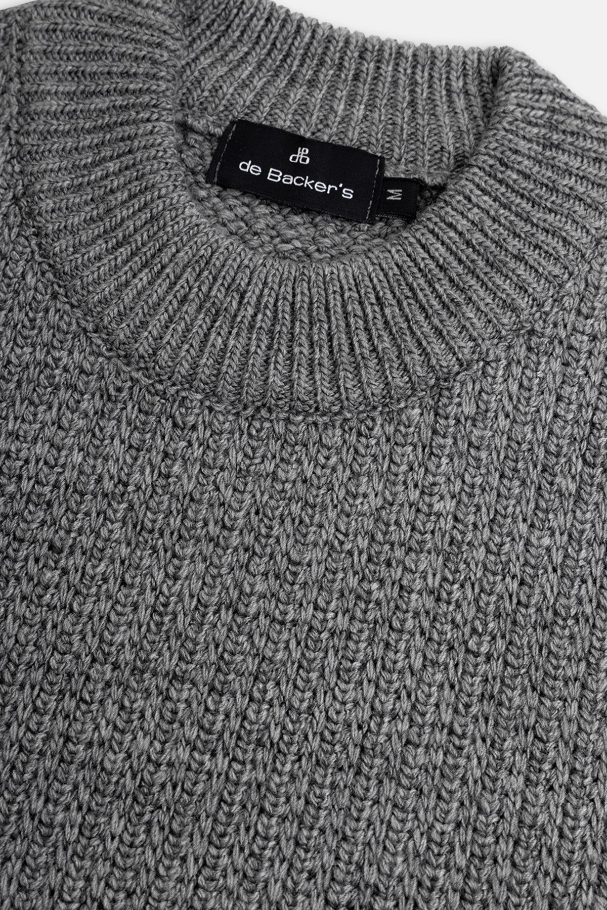 Knitted Gray Moc-Neck Pullover