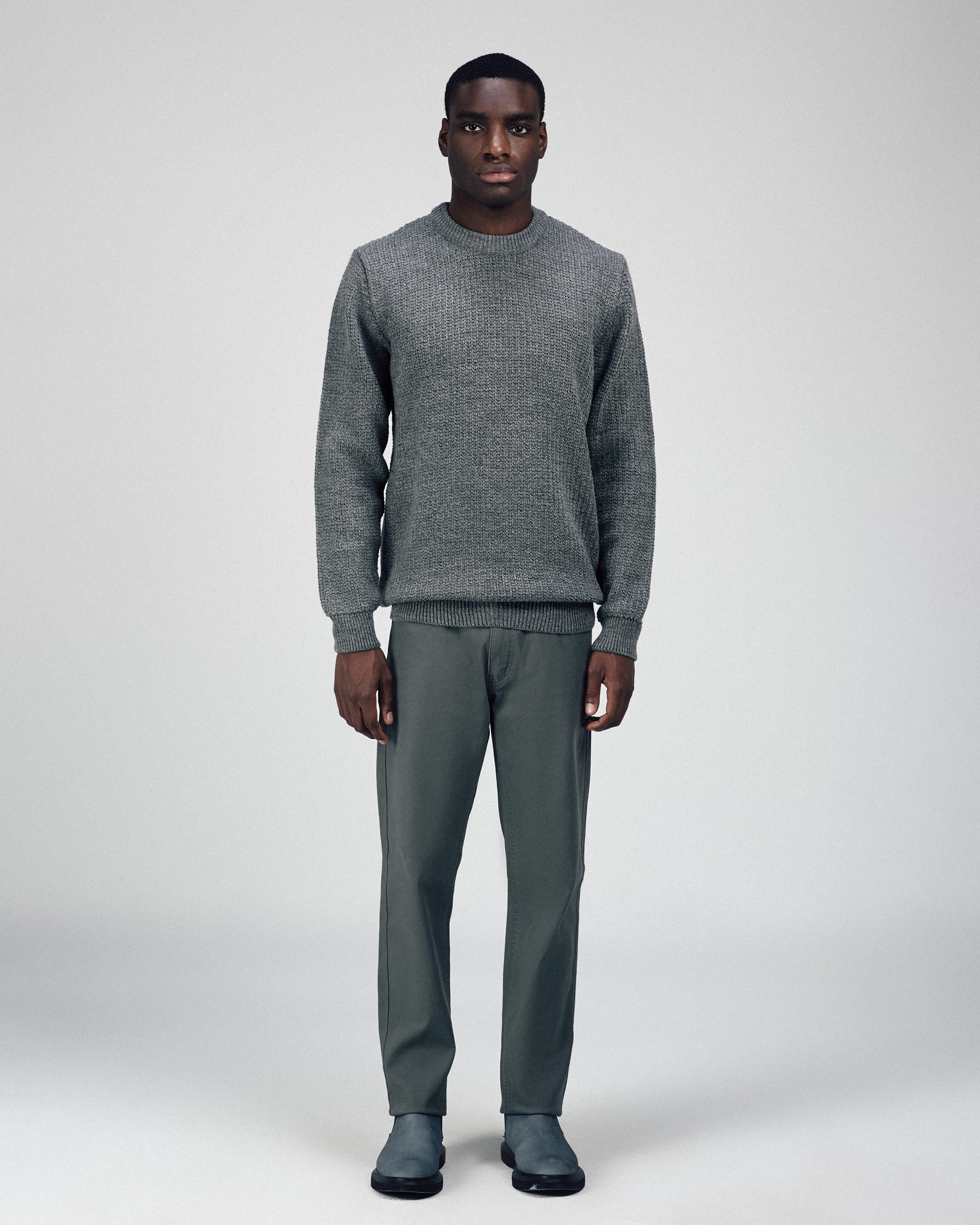 Knitted Gray Moc-Neck Pullover