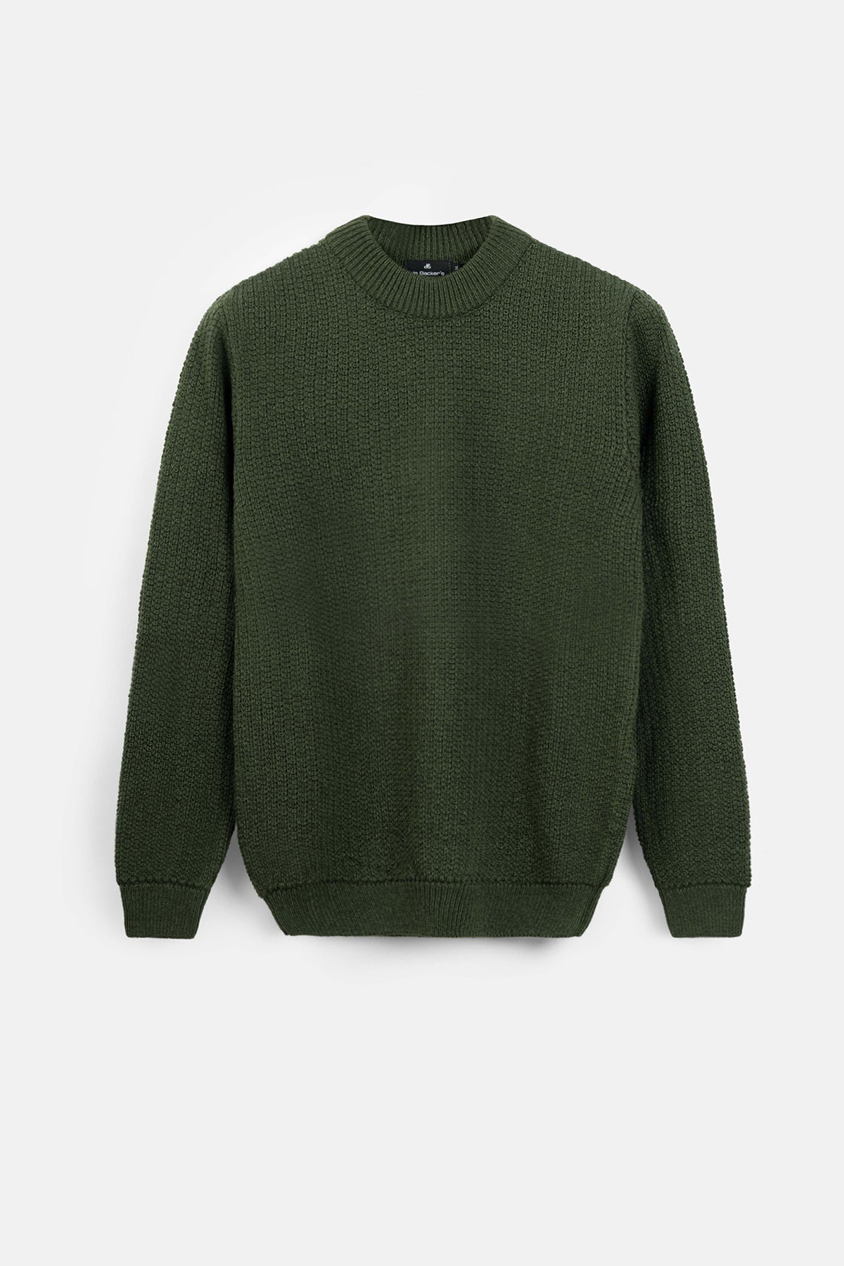 Knitted Dark Green Moc-Neck Pullover