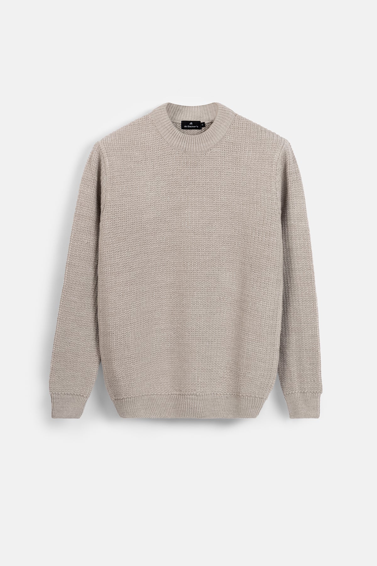 Knitted Light Beige Moc-Neck Pullover