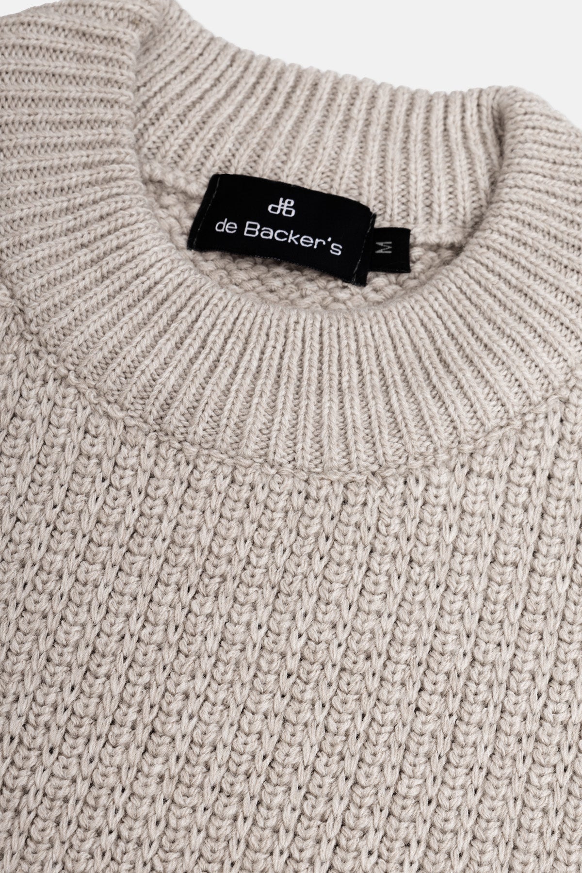 Knitted Light Beige Moc-Neck Pullover