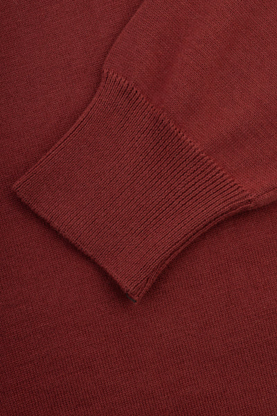 Dark Red Solid Brick High Neck Pullover