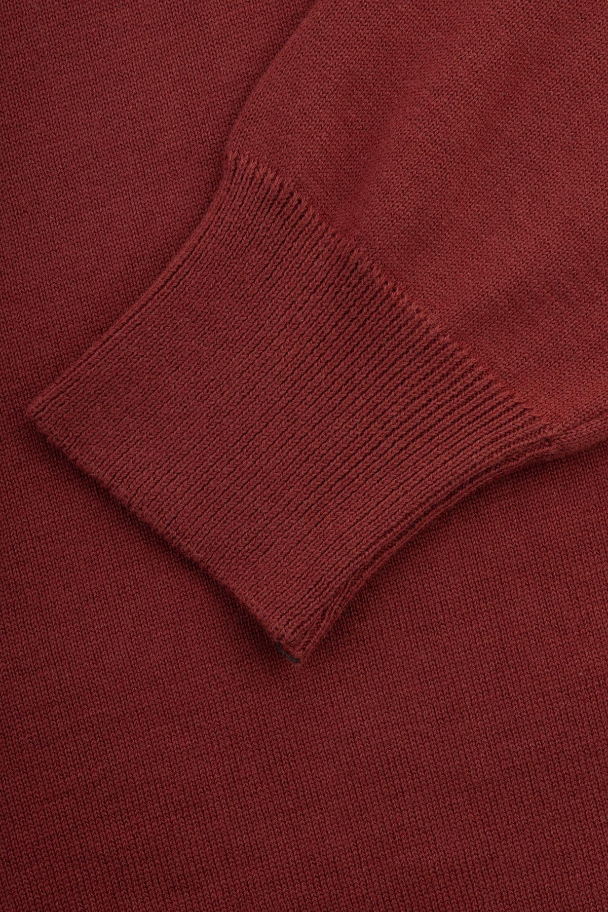 Dark Red Solid Brick High Neck Pullover