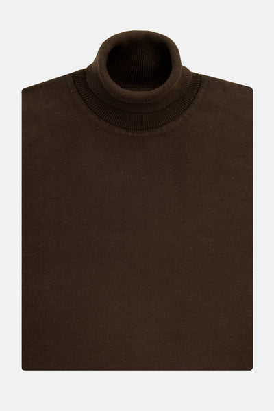 Solid Brown High Neck Pullover