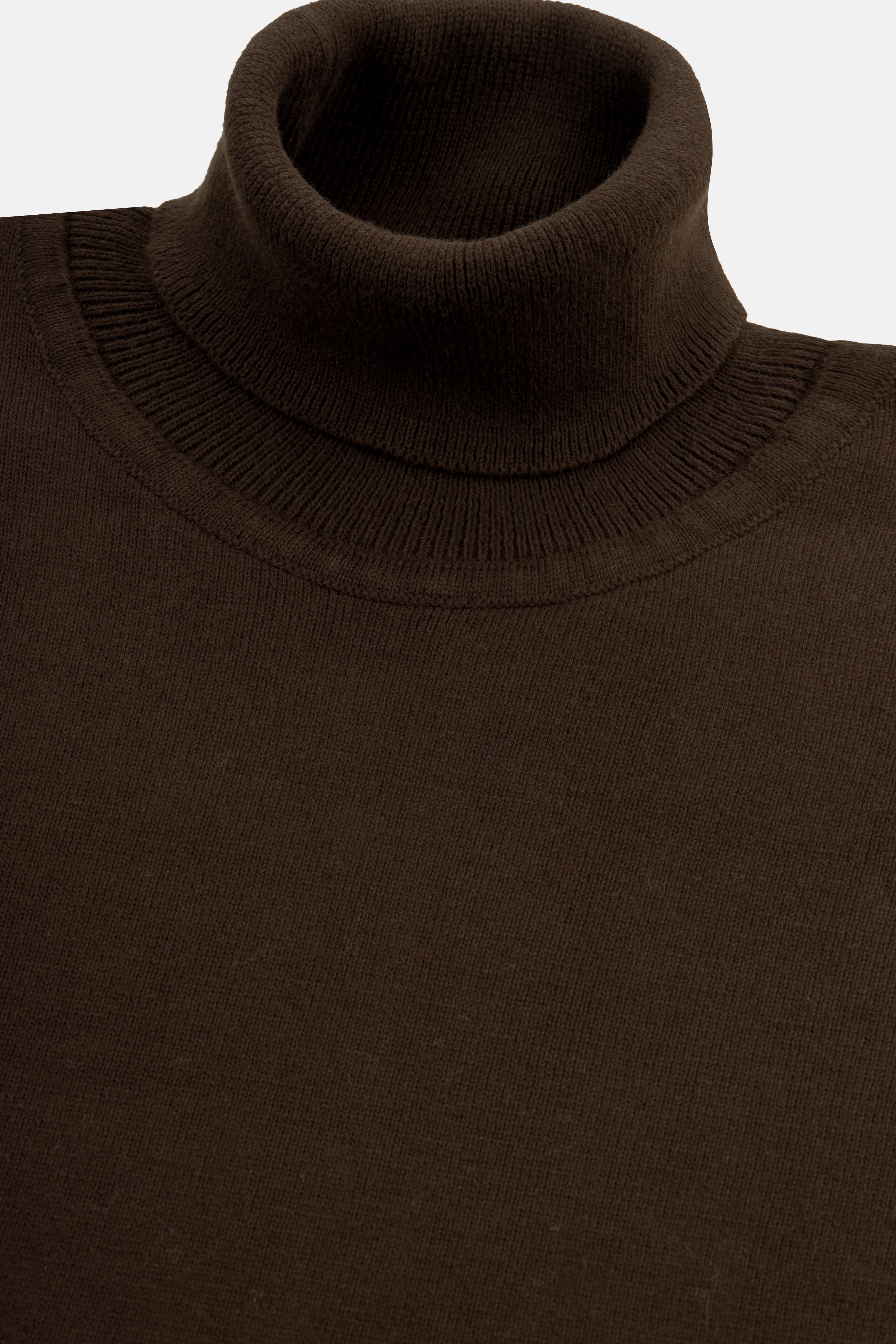 Solid Brown High Neck Pullover - 2