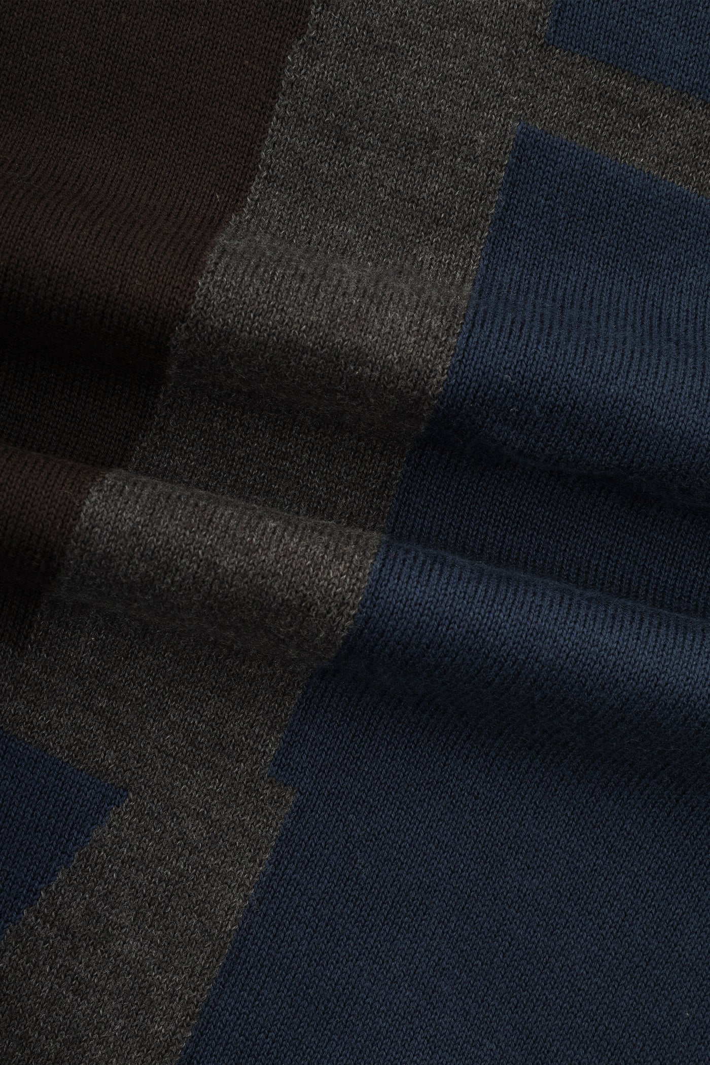 Jacquard Knitted High-neck Brown & Navy Pullover