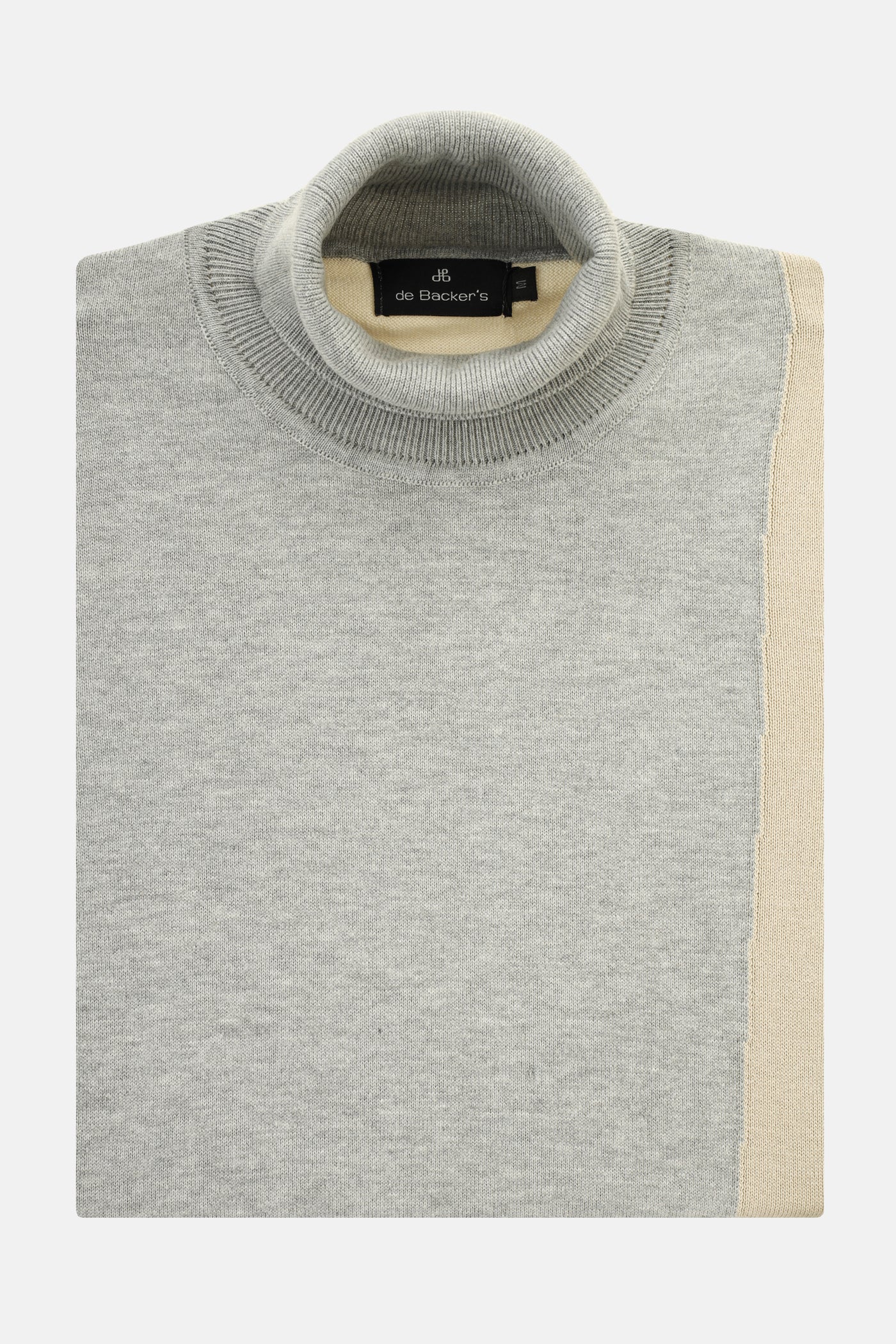 Jacquard Knitted High-neck Gray & Off White Pullover