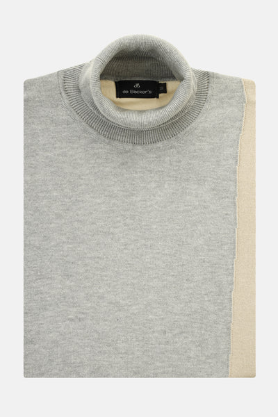 Jacquard Knitted High-neck Gray & Off White Pullover