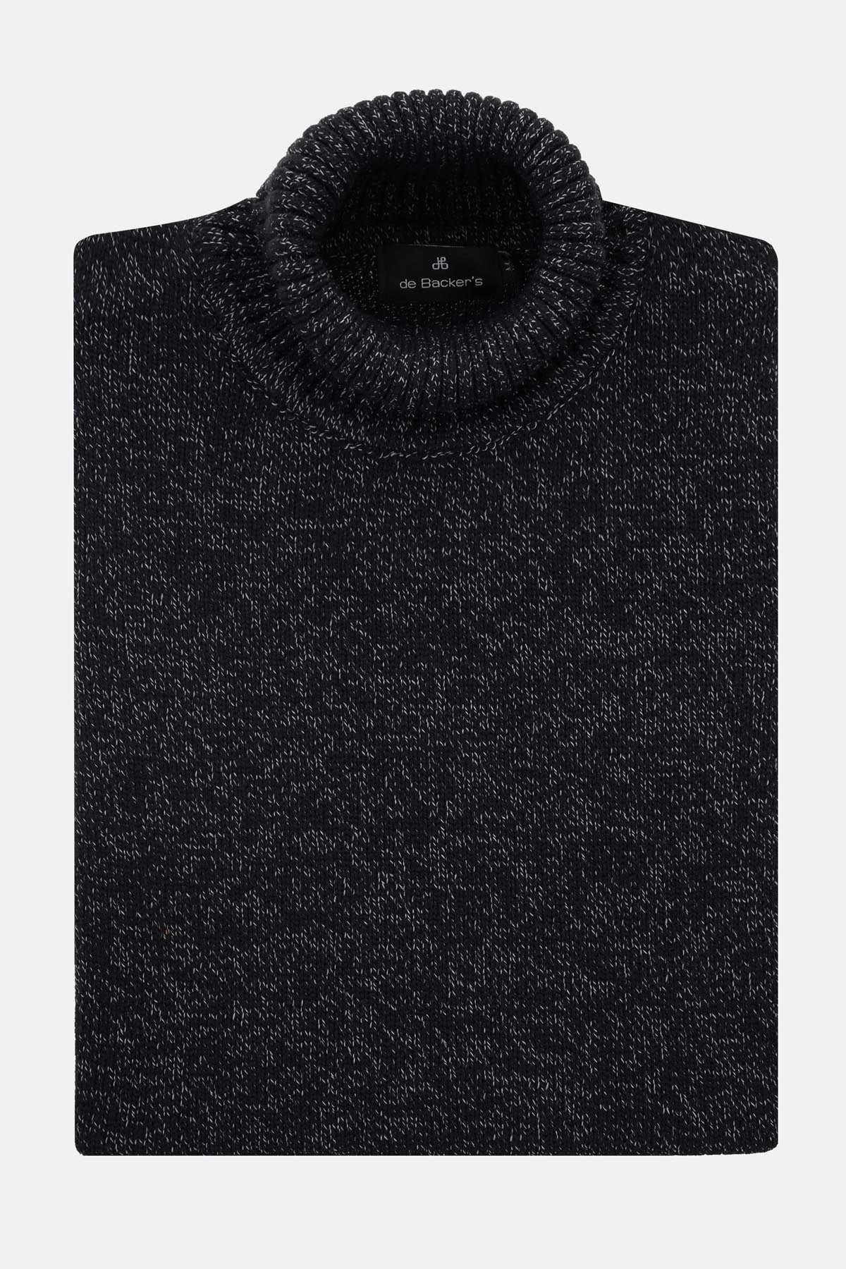 Jacquard Knitted Heavy Black High-neck  Pullover