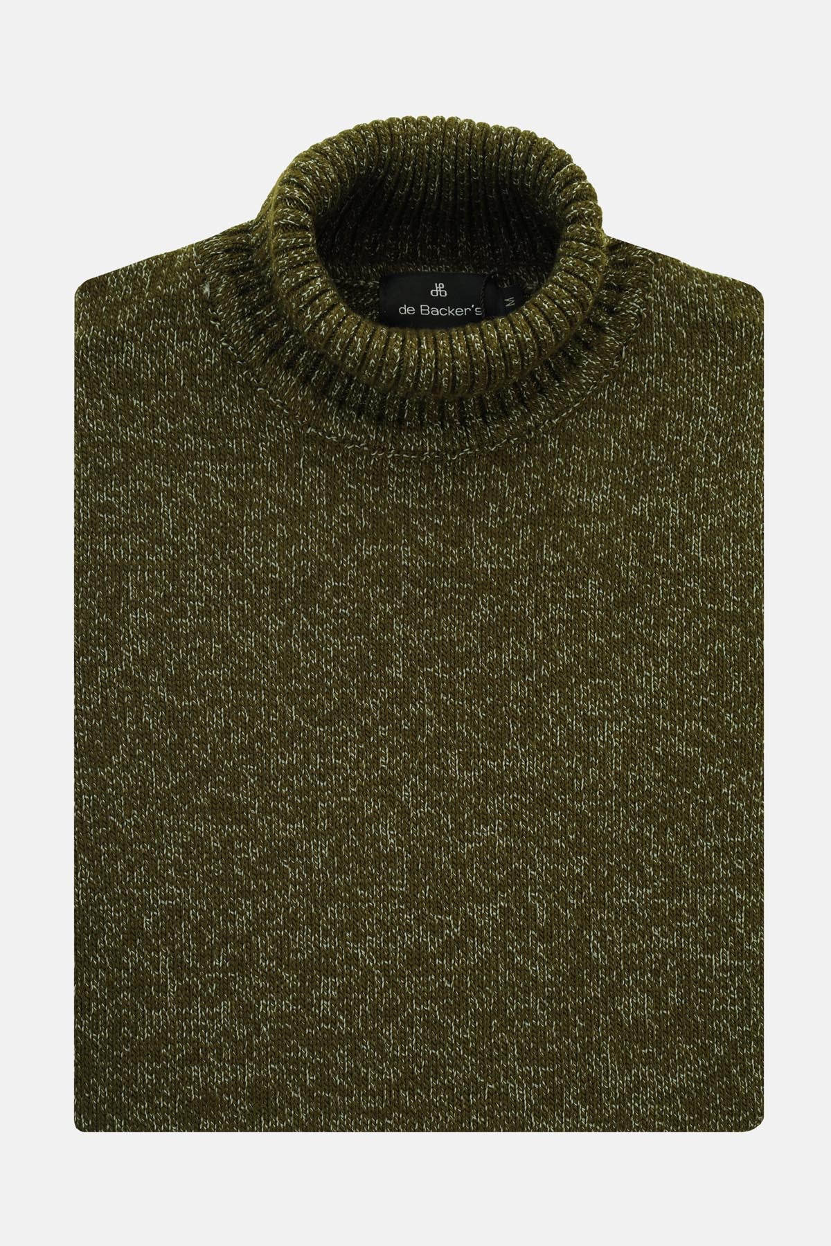 Jacquard Knitted Heavy Dark Green High-neck  Pullover