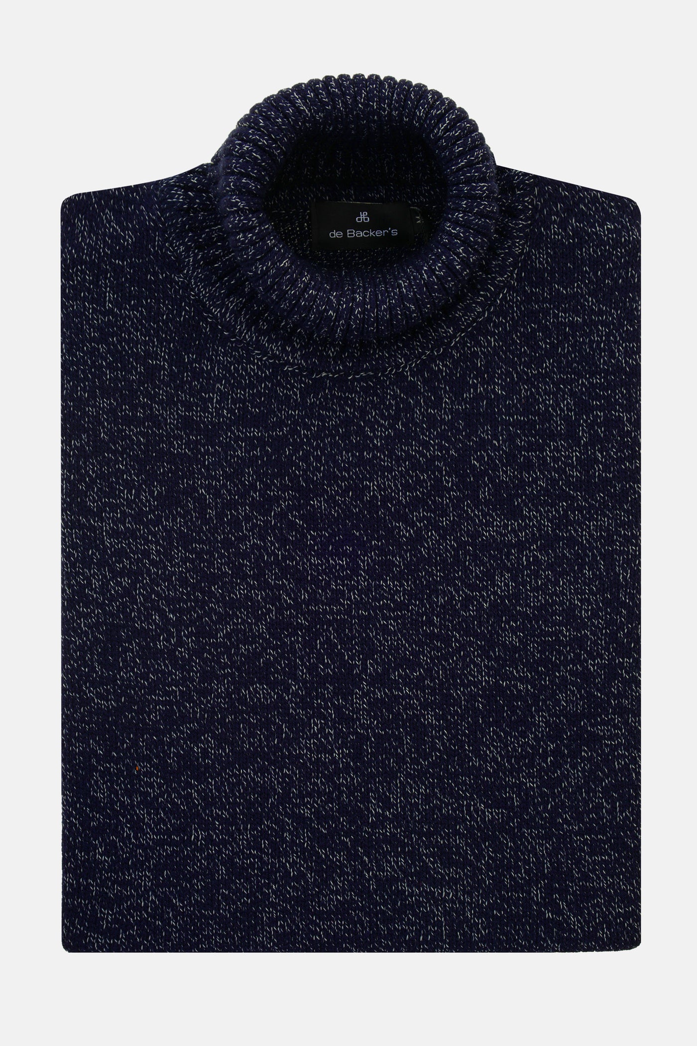 Jacquard Knitted Heavy Midnight Blue High-neck  Pullover