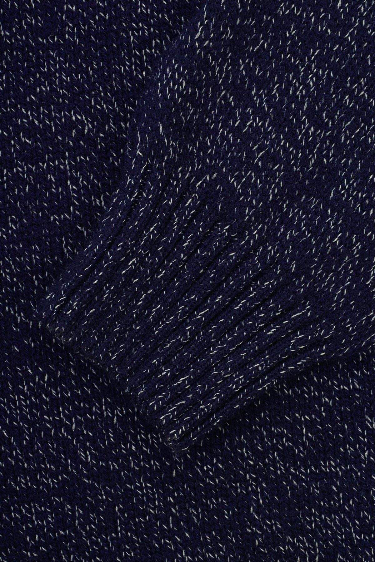 Jacquard Knitted Heavy Midnight Blue High-neck  Pullover - 3