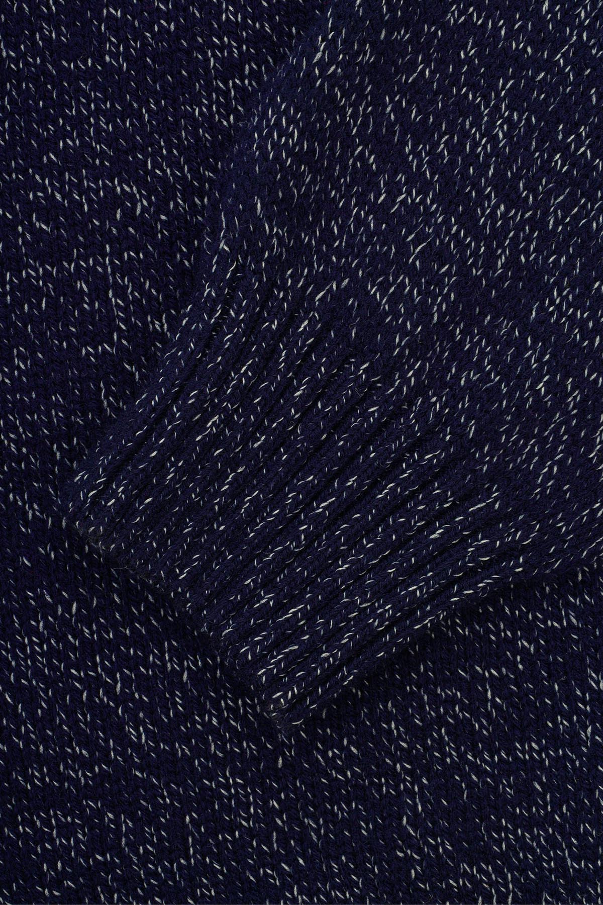 Jacquard Knitted Heavy Midnight Blue High-neck  Pullover