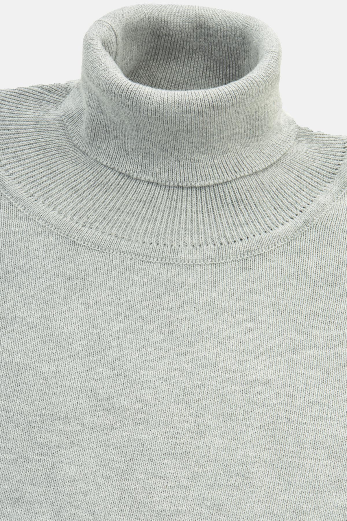 Solid Light Gray High Neck Pullover - 2