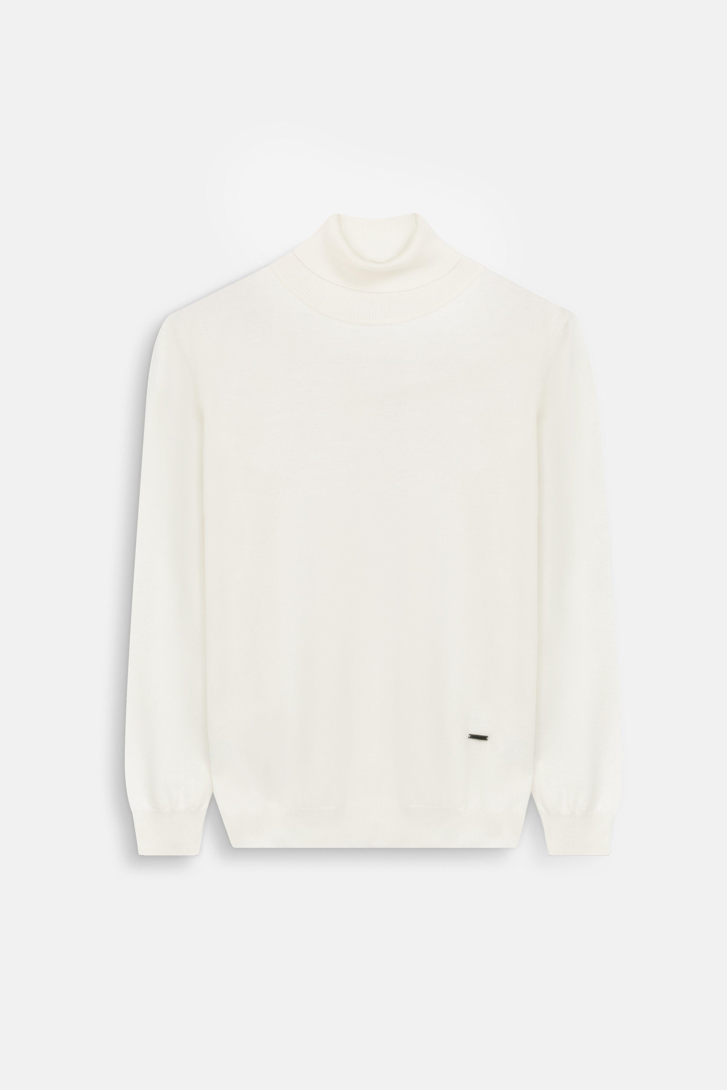 Solid White High-Neck Pullover