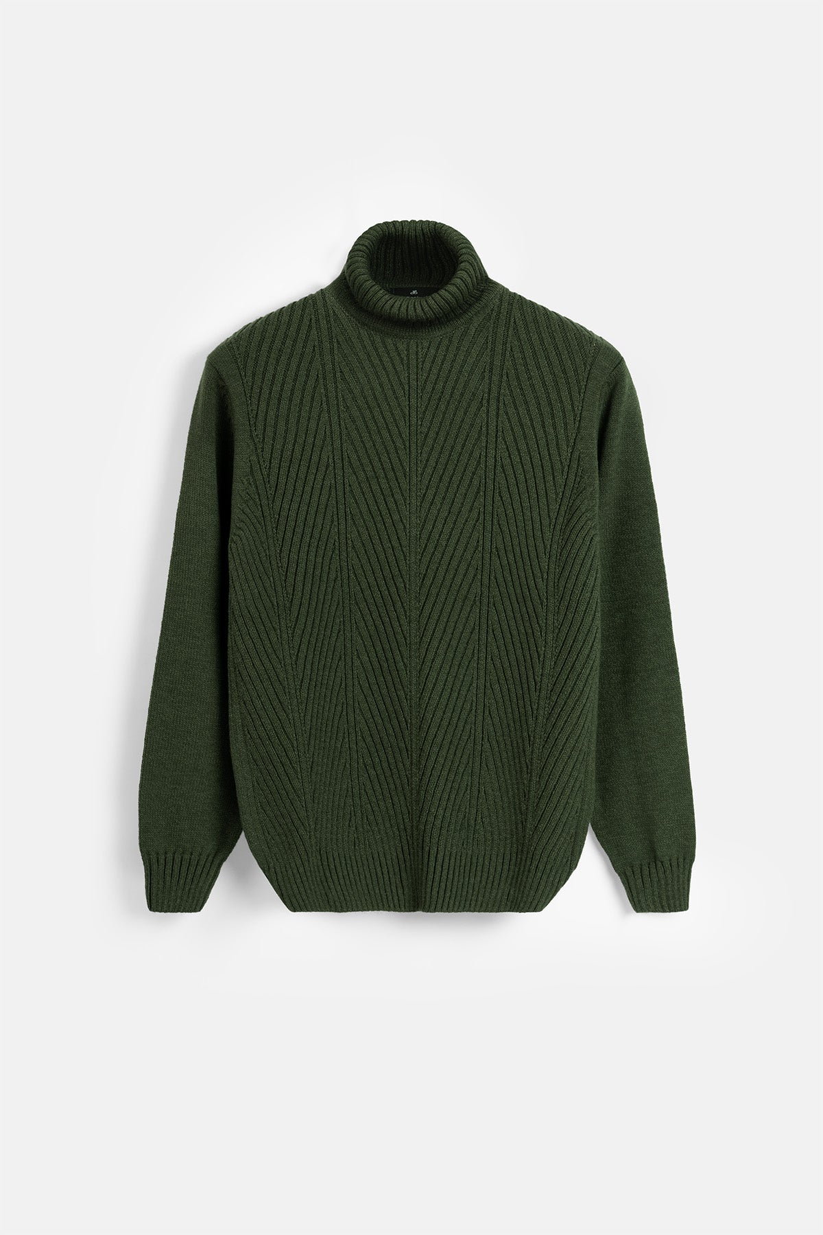 Jacquard Black Olive Green High-Neck Pullover