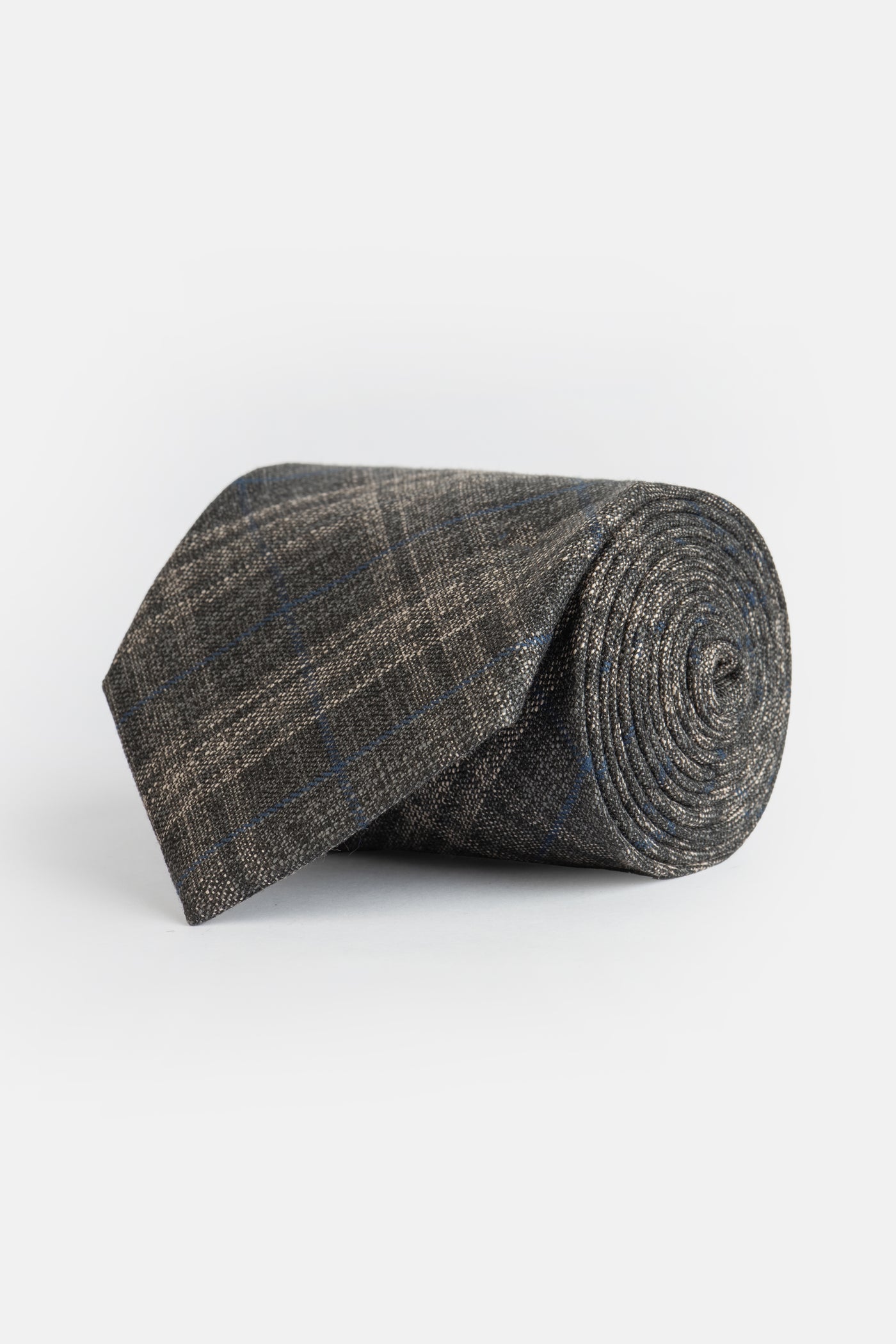 Knitted Gray & Beige Necktie With Handkerchief