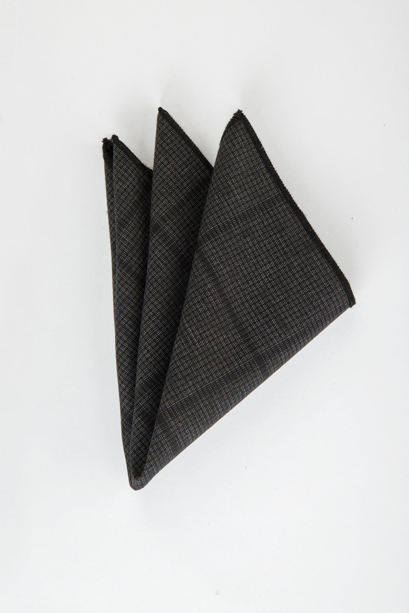 Dark Gray & Black Necktie With Handkerchief