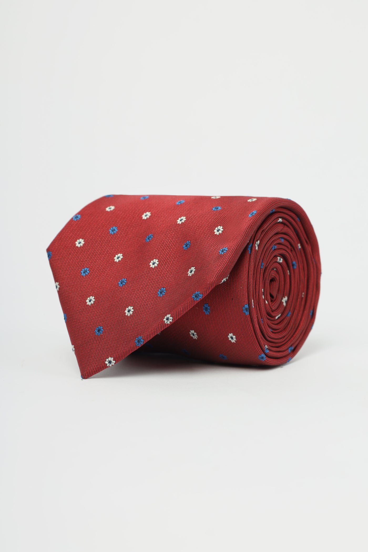 Floral pattered Auburn Red Silk Necktie