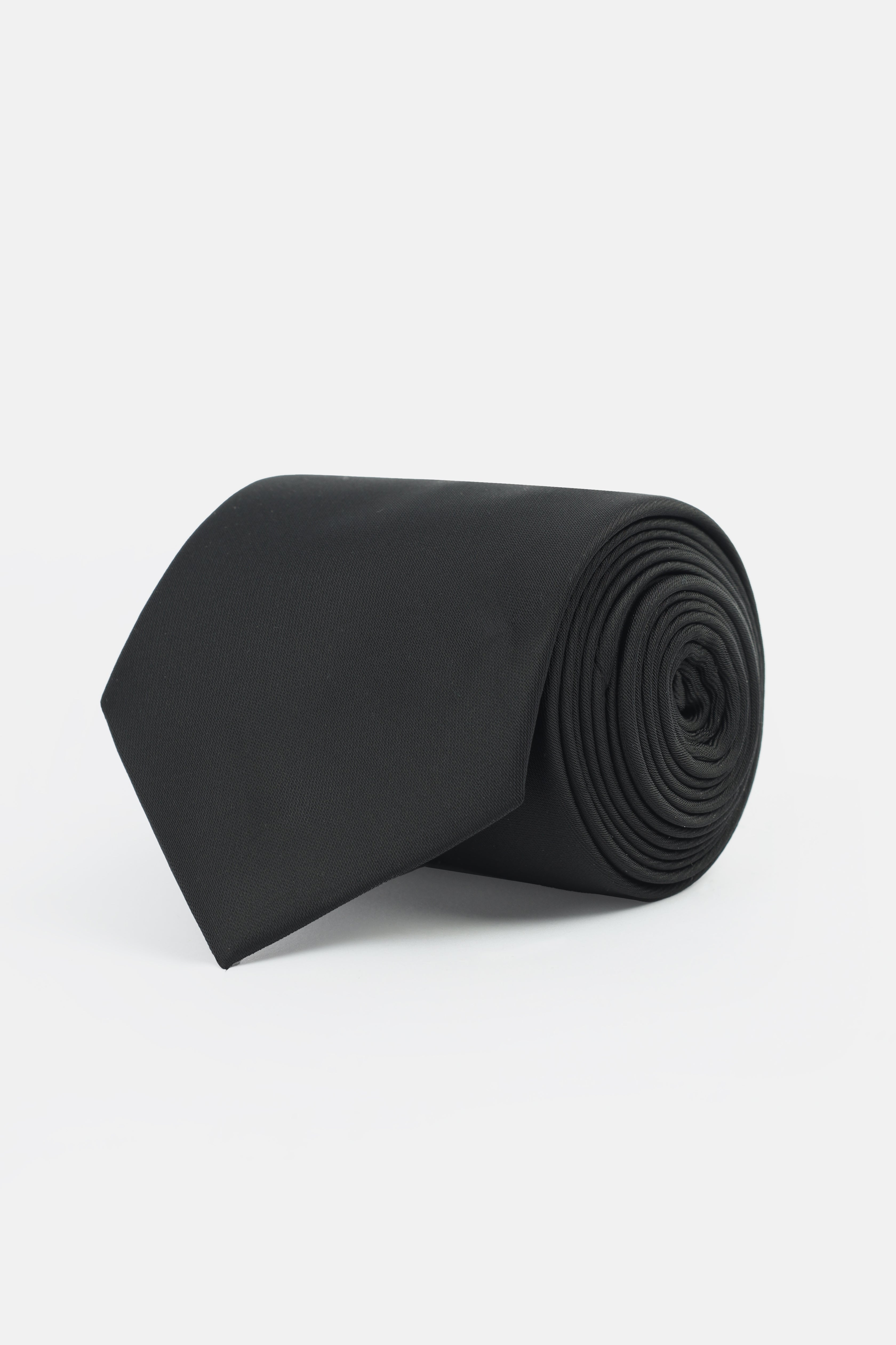 Solid Black Necktie Handkerchief - 1
