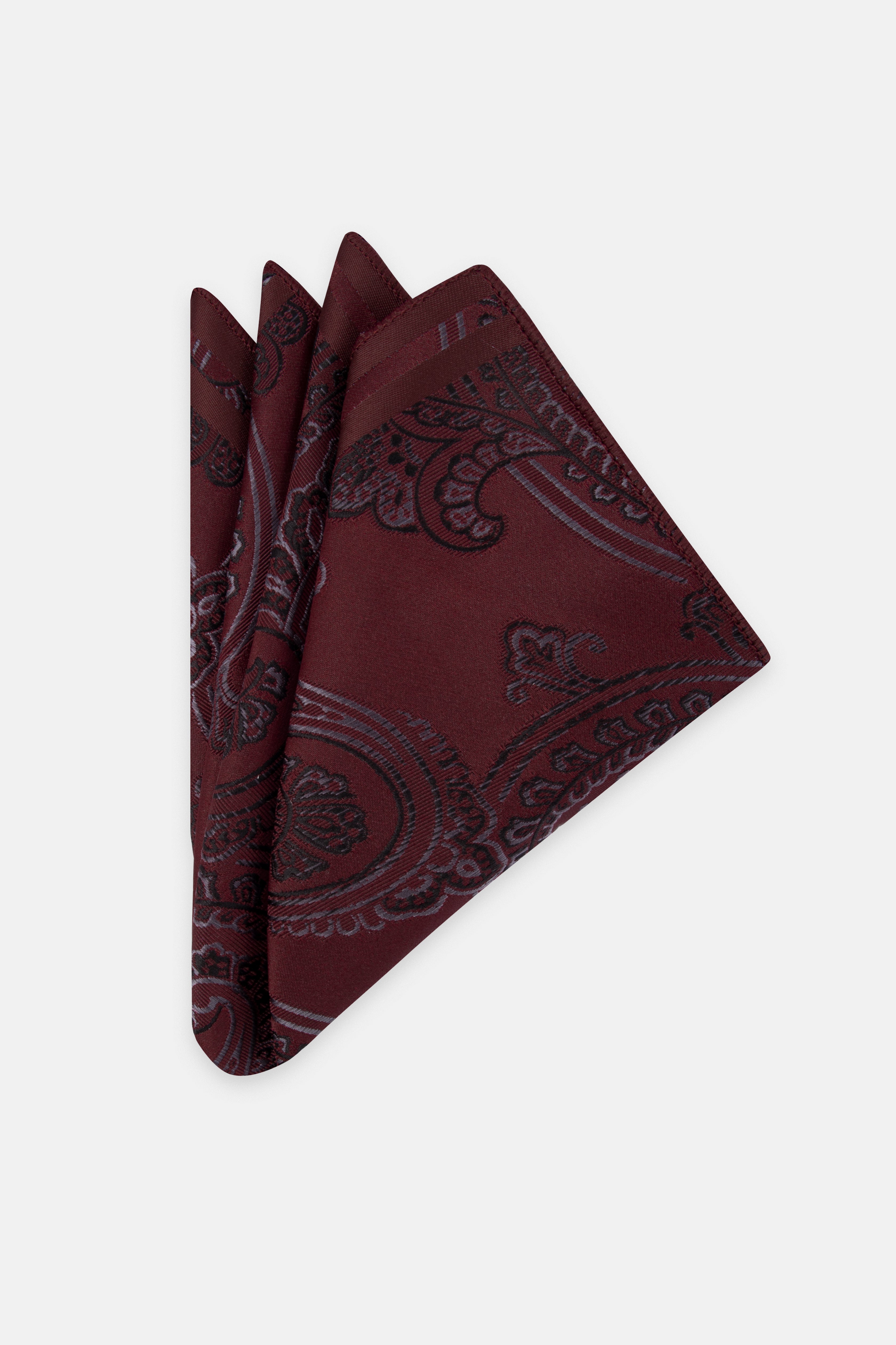 Paisley Dark-Red Necktie with handkerchief