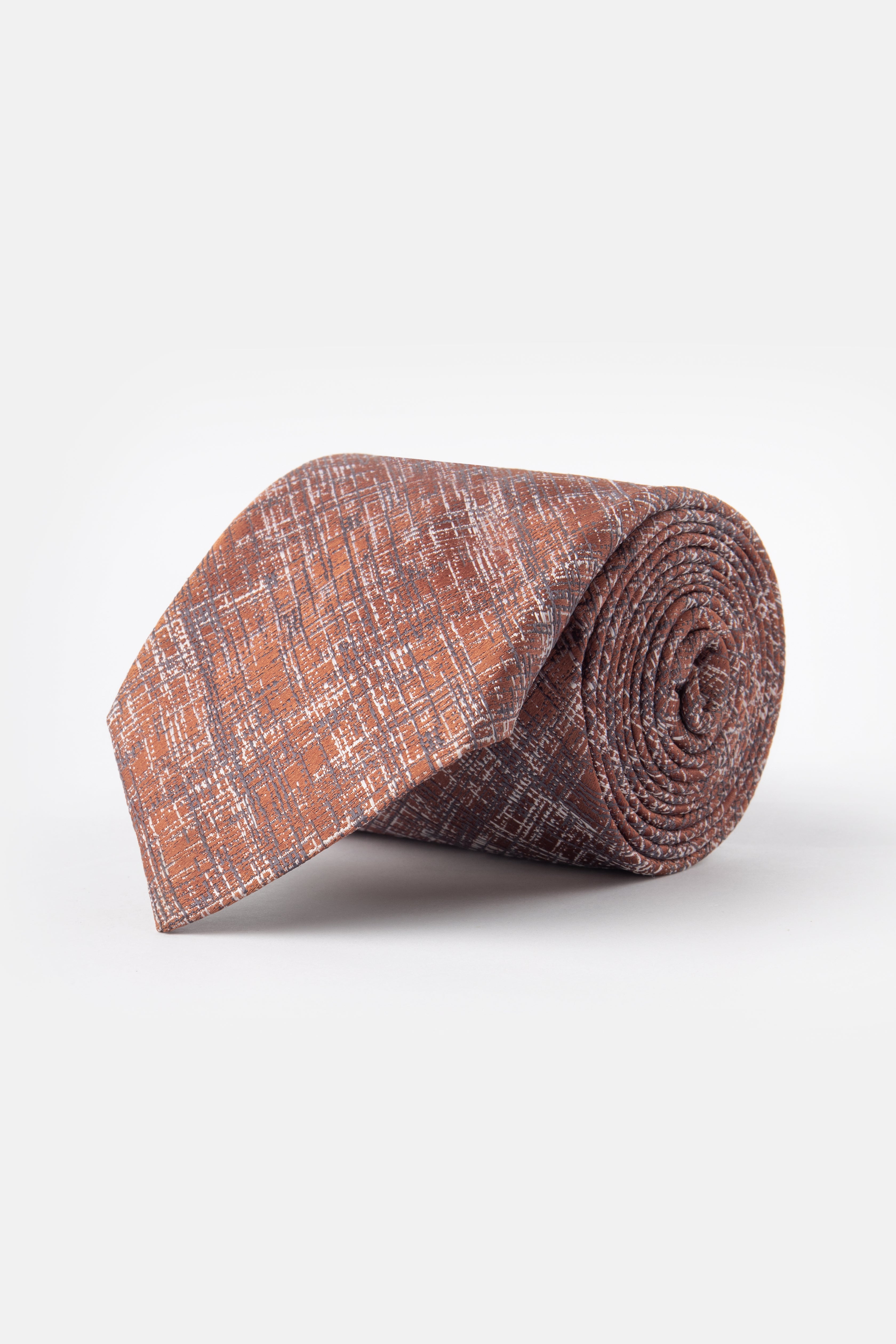 Jacquard Red-Brown & Gray Necktie