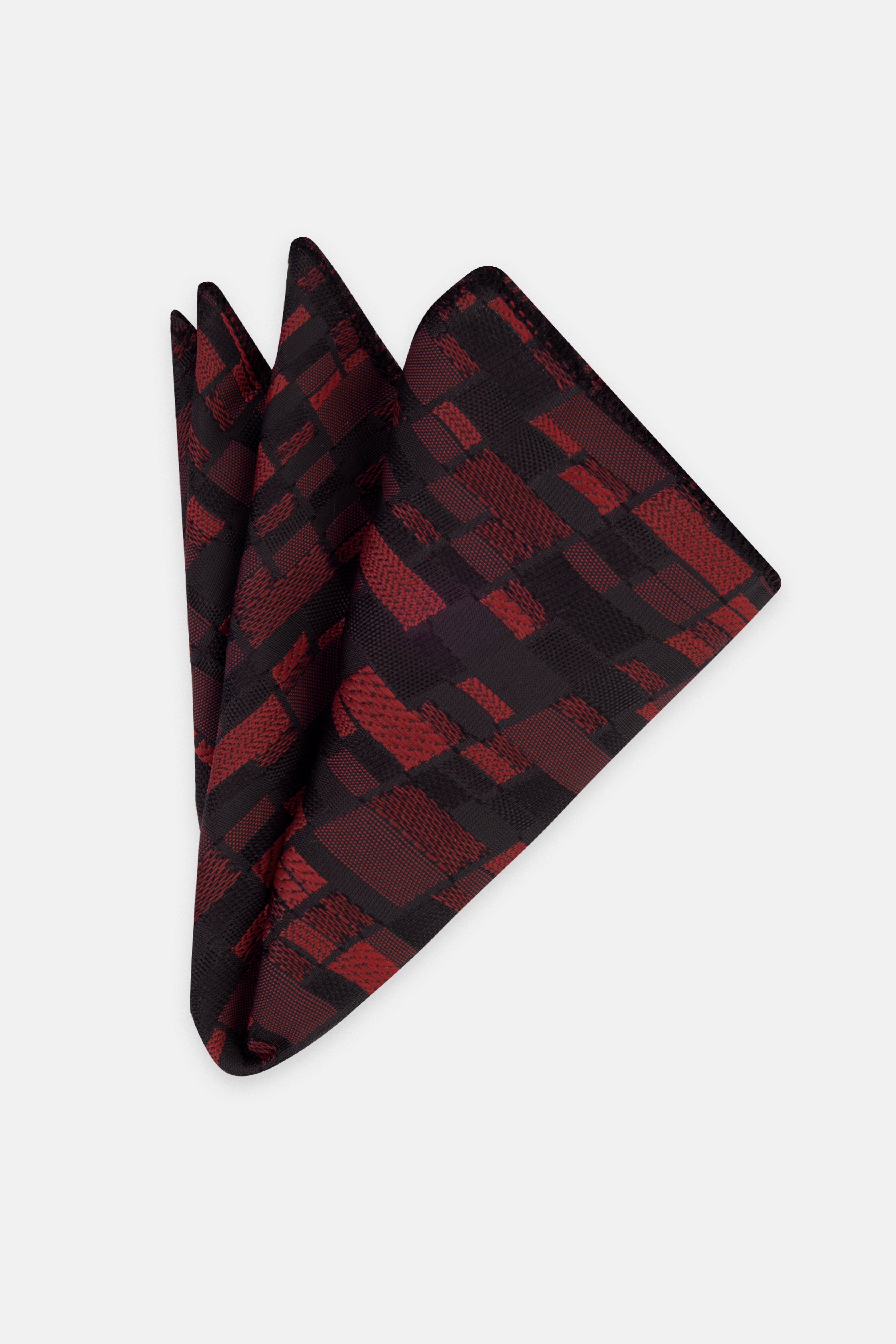 Jacquard Geometric Black & Red Necktie