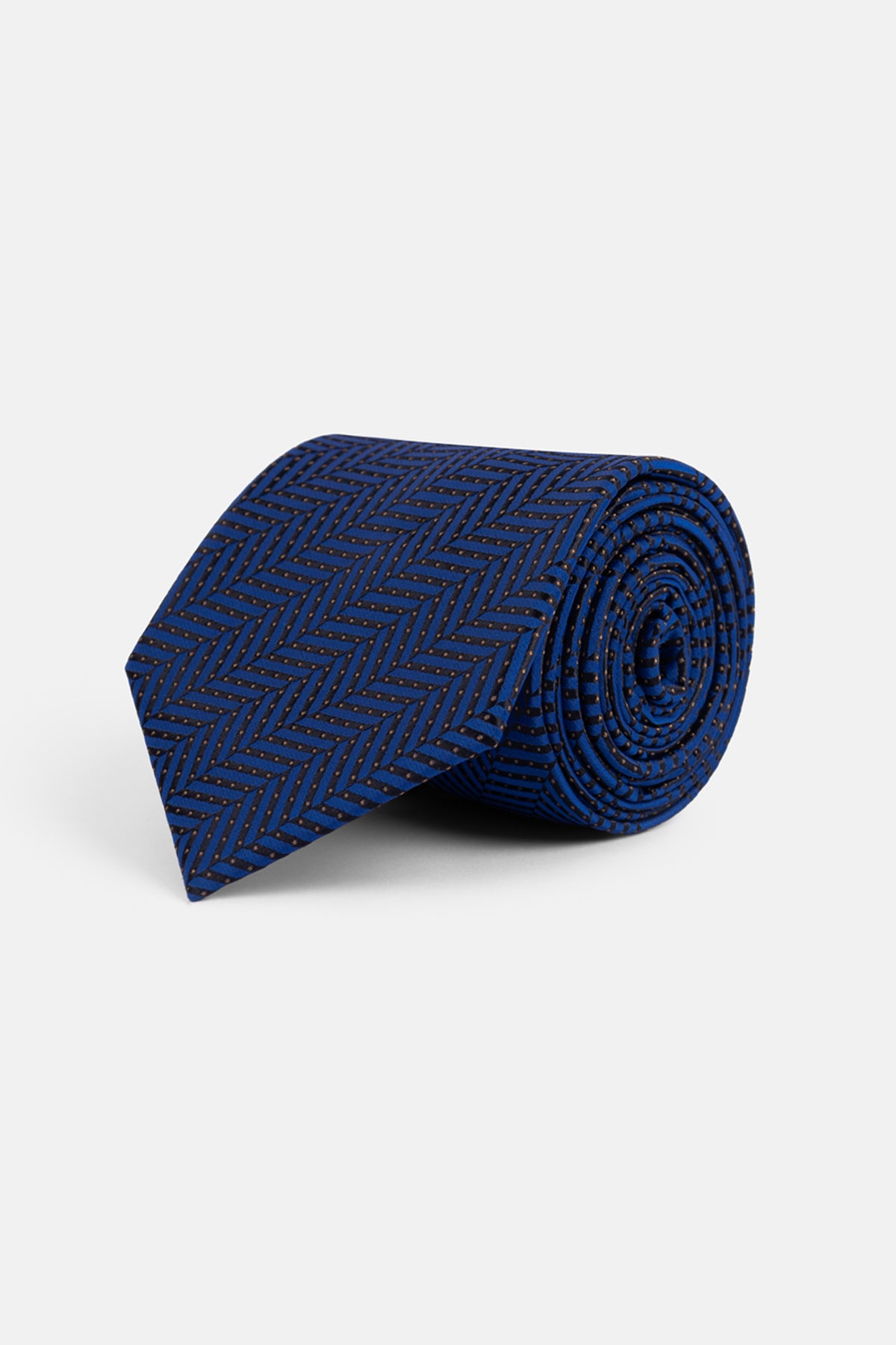 Patterned Navy Tie Necktie with Handkerchief