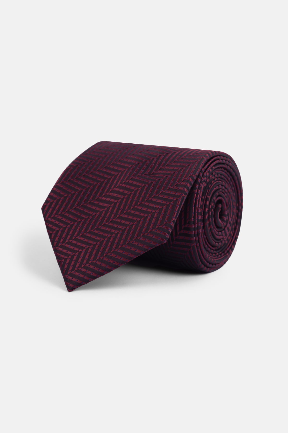 Patterned Burgundy Tie Necktie with Handkerchief