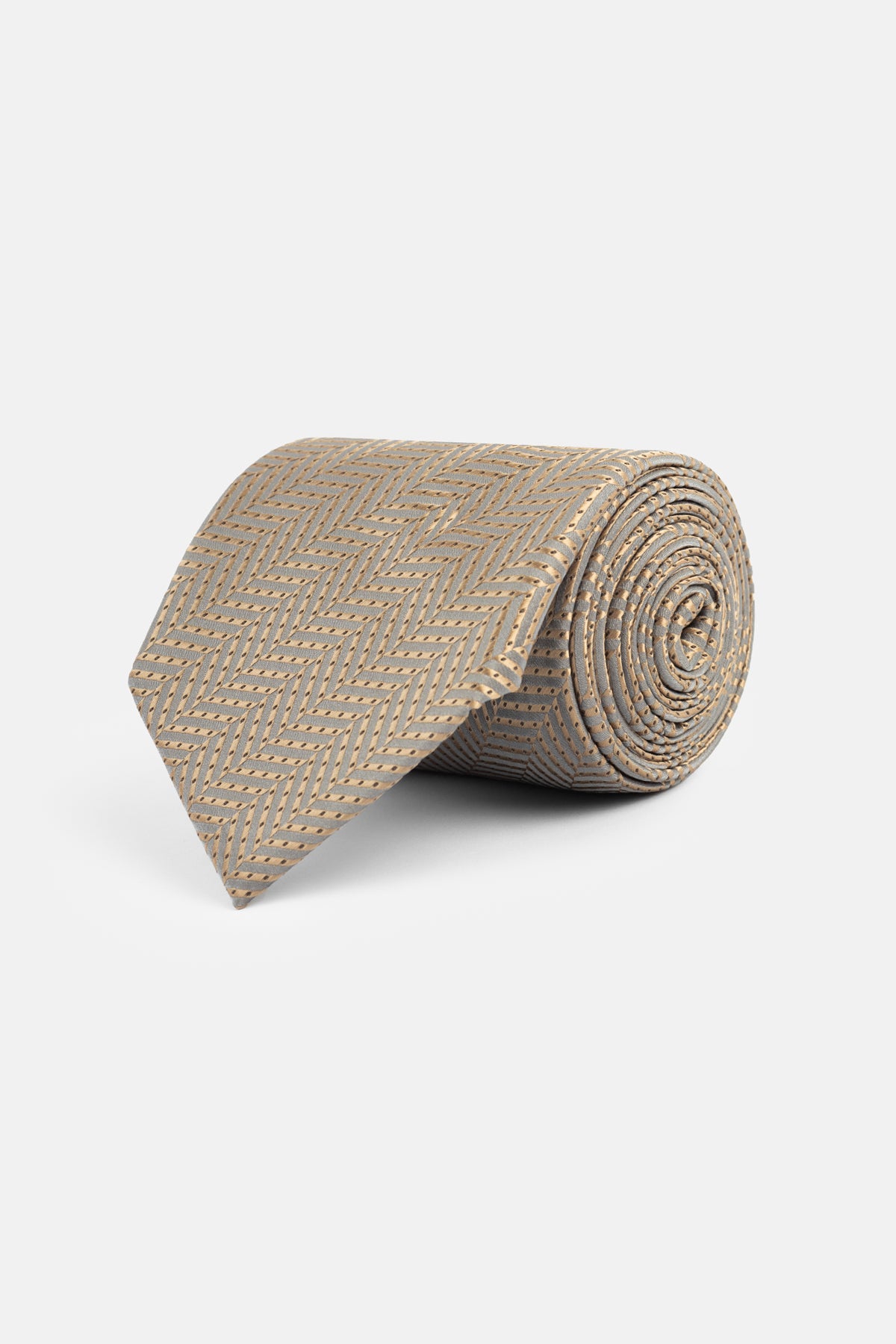 Patterned Gold Tie Necktie with Handkerchief