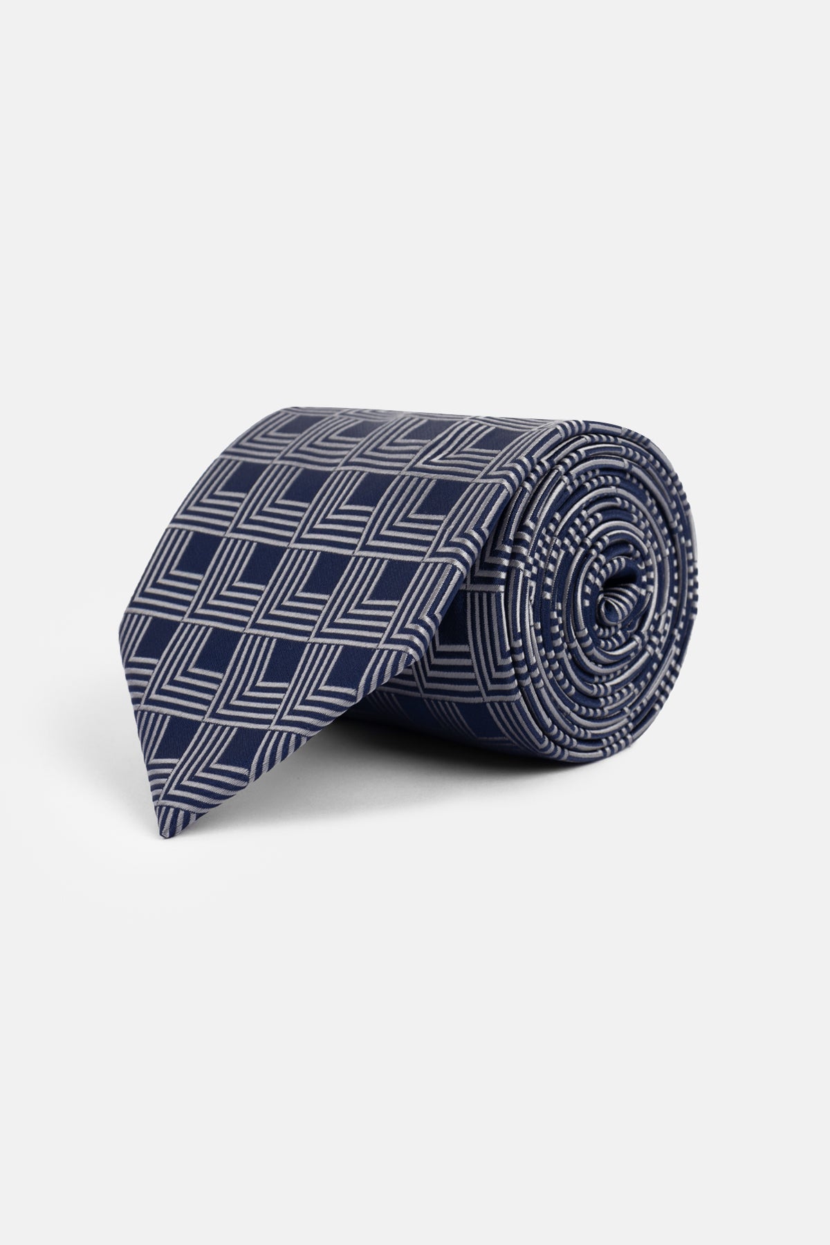 Patterned Gray Tie Necktie with Handkerchief