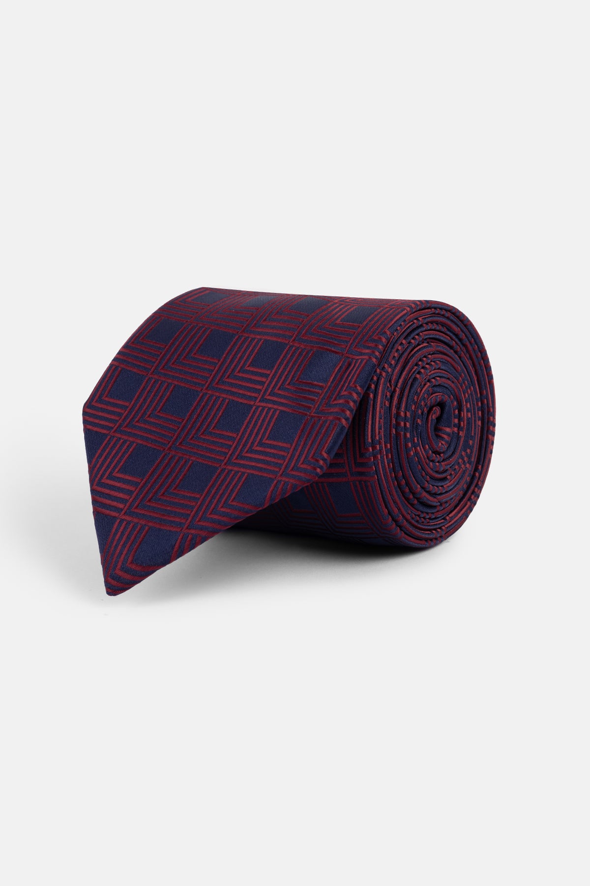 Jacquard Dark-Red Tie Necktie with Handkerchief