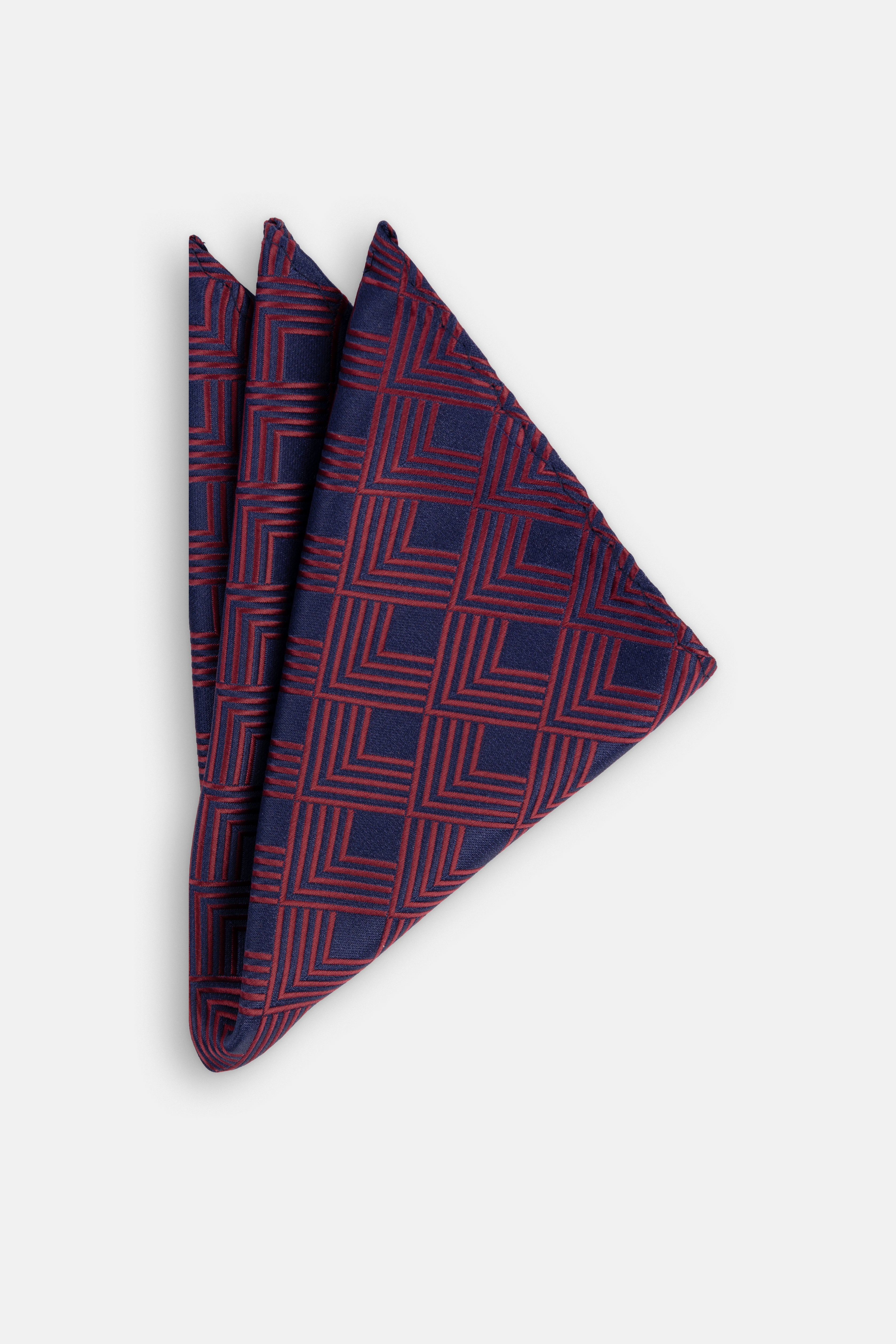 Jacquard Dark-Red Tie Necktie with Handkerchief