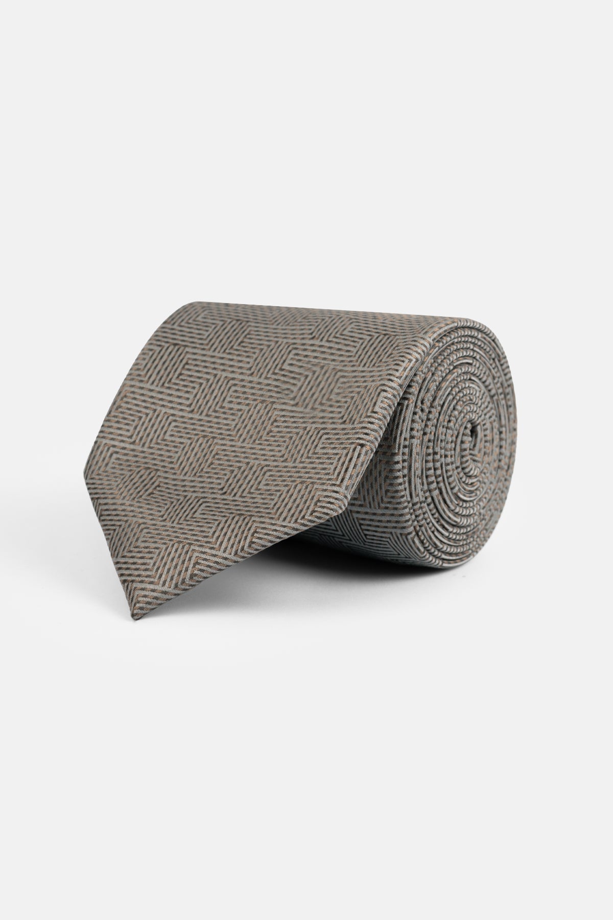 Geometric Gray Tie Necktie with Handkerchief