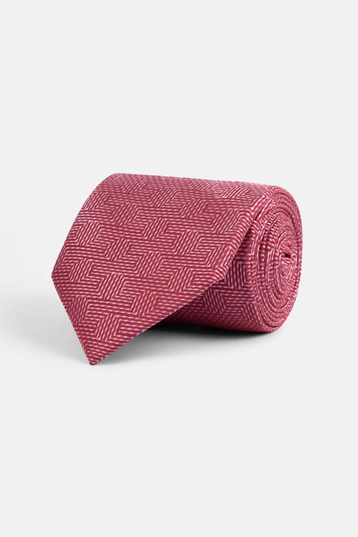 Geometric Light Red Tie Necktie with Handkerchief