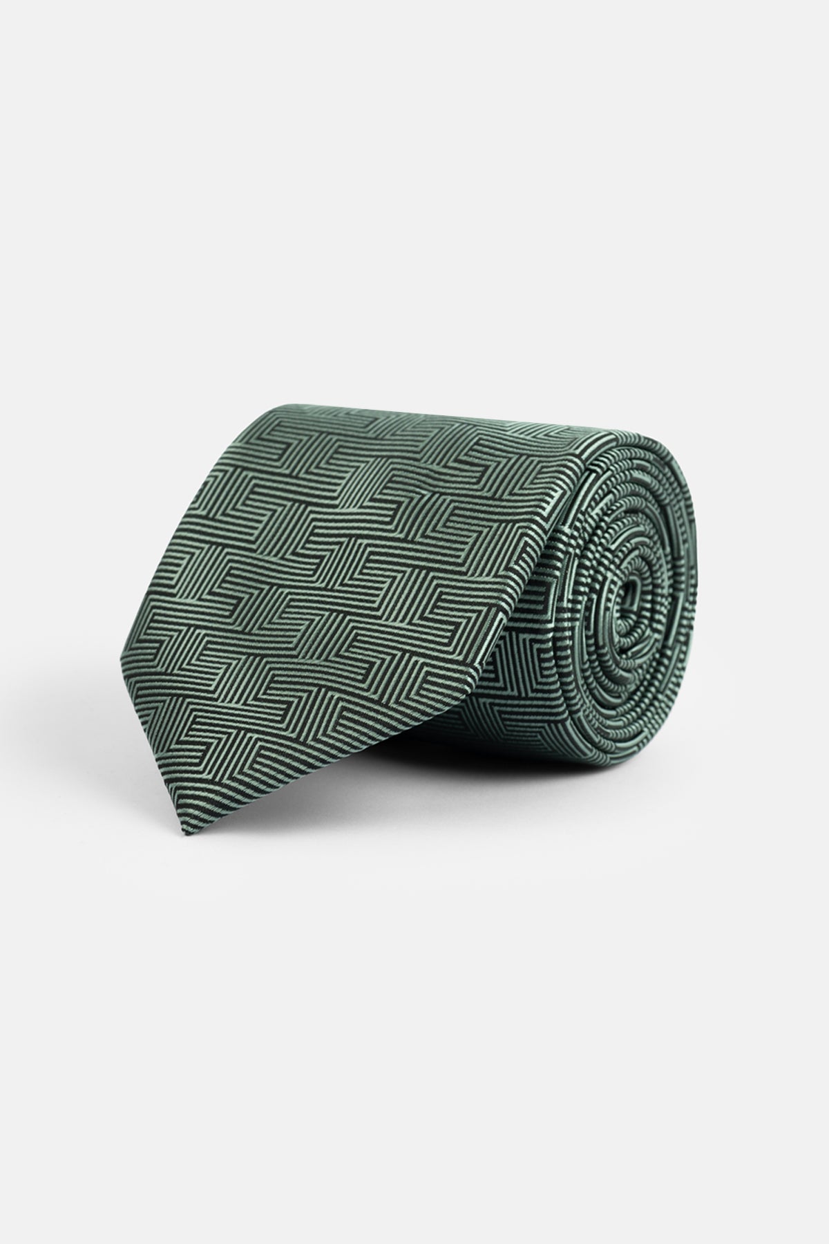 Geometric Green Tie Necktie with Handkerchief