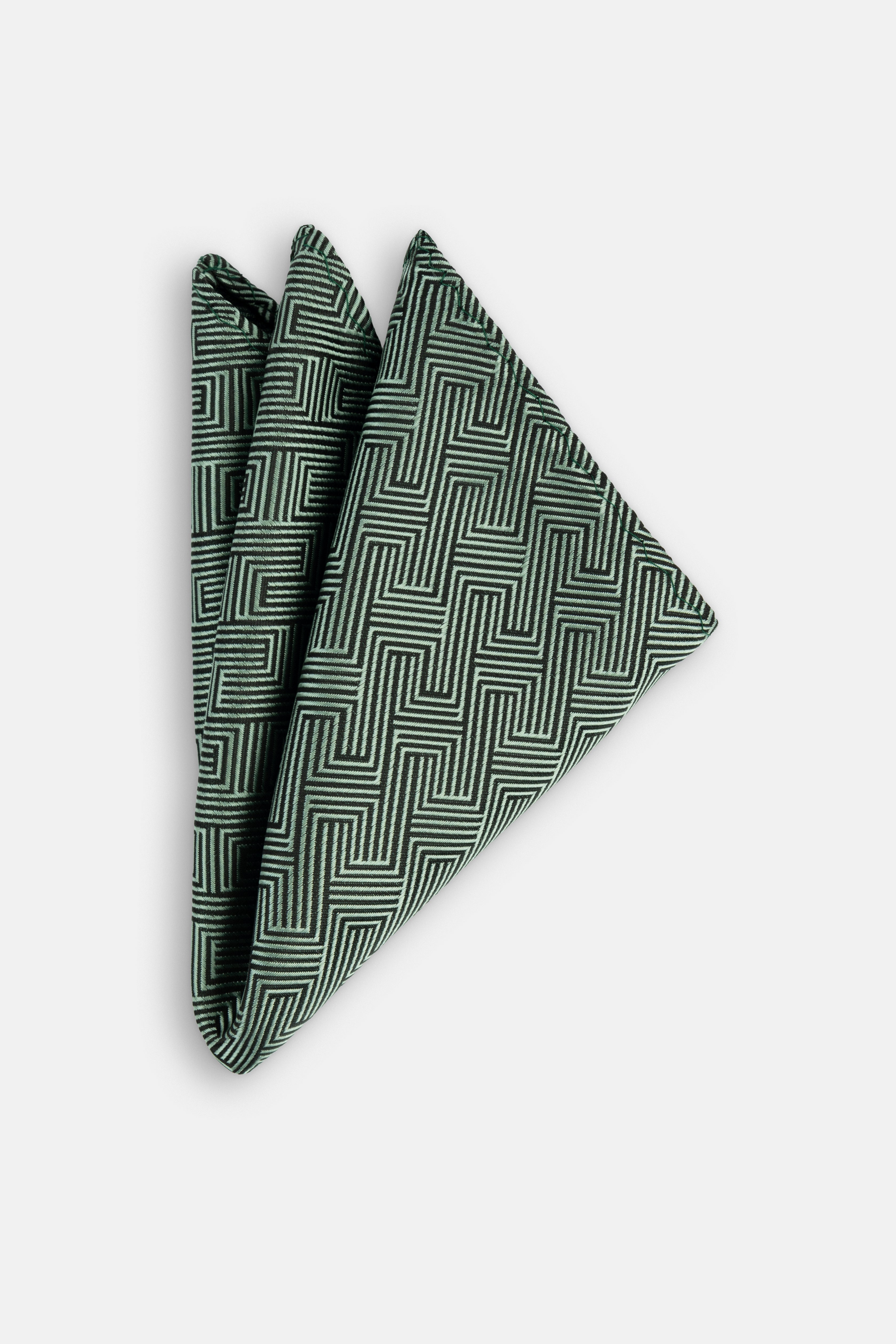 Geometric Green Tie Necktie with Handkerchief