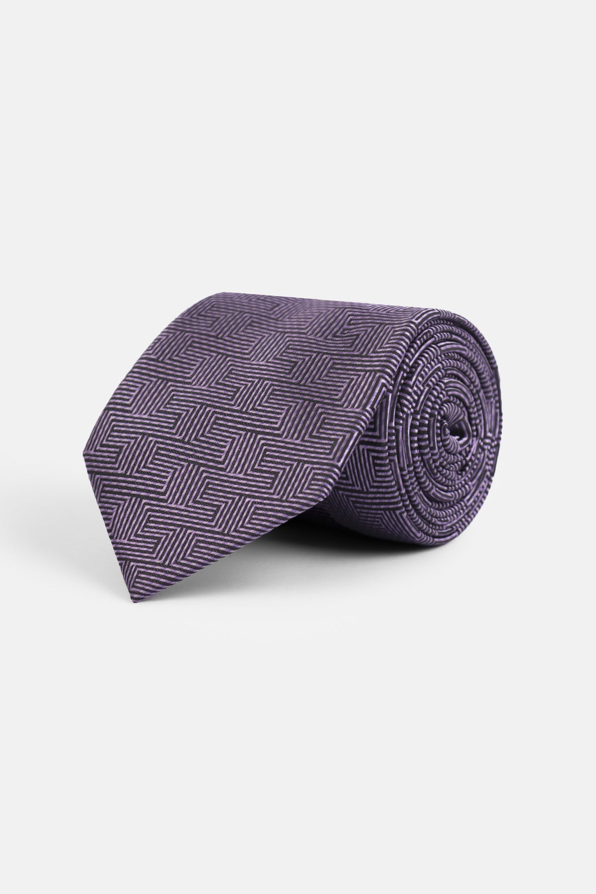 Geometric Purple Tie Necktie with Handkerchief